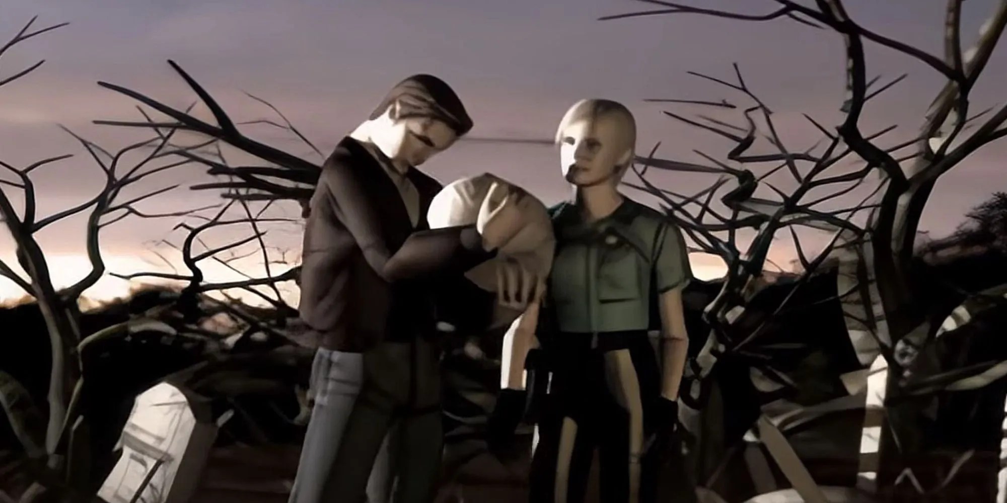 Silent Hill Harry holding baby