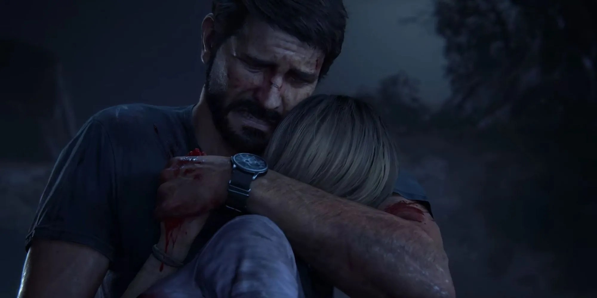 joel cradles his dead daughter, sarah