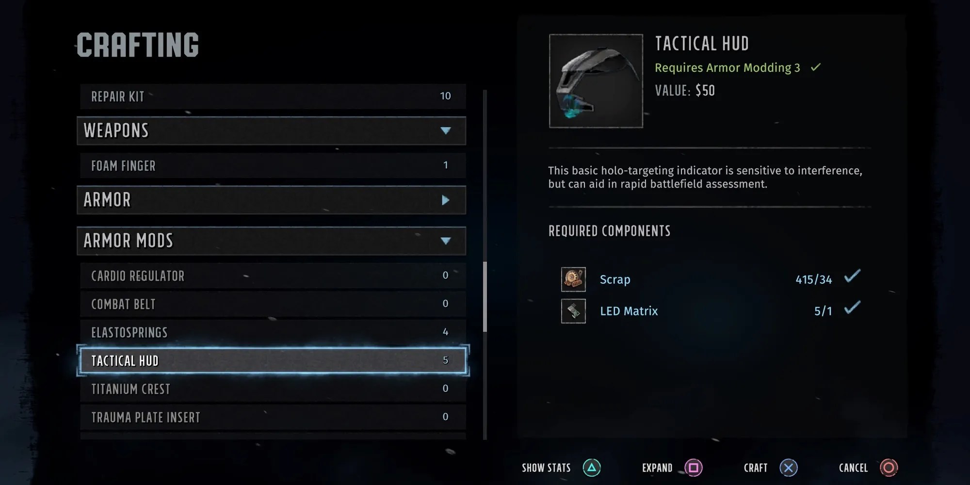 crafting armor mods in wasteland 3