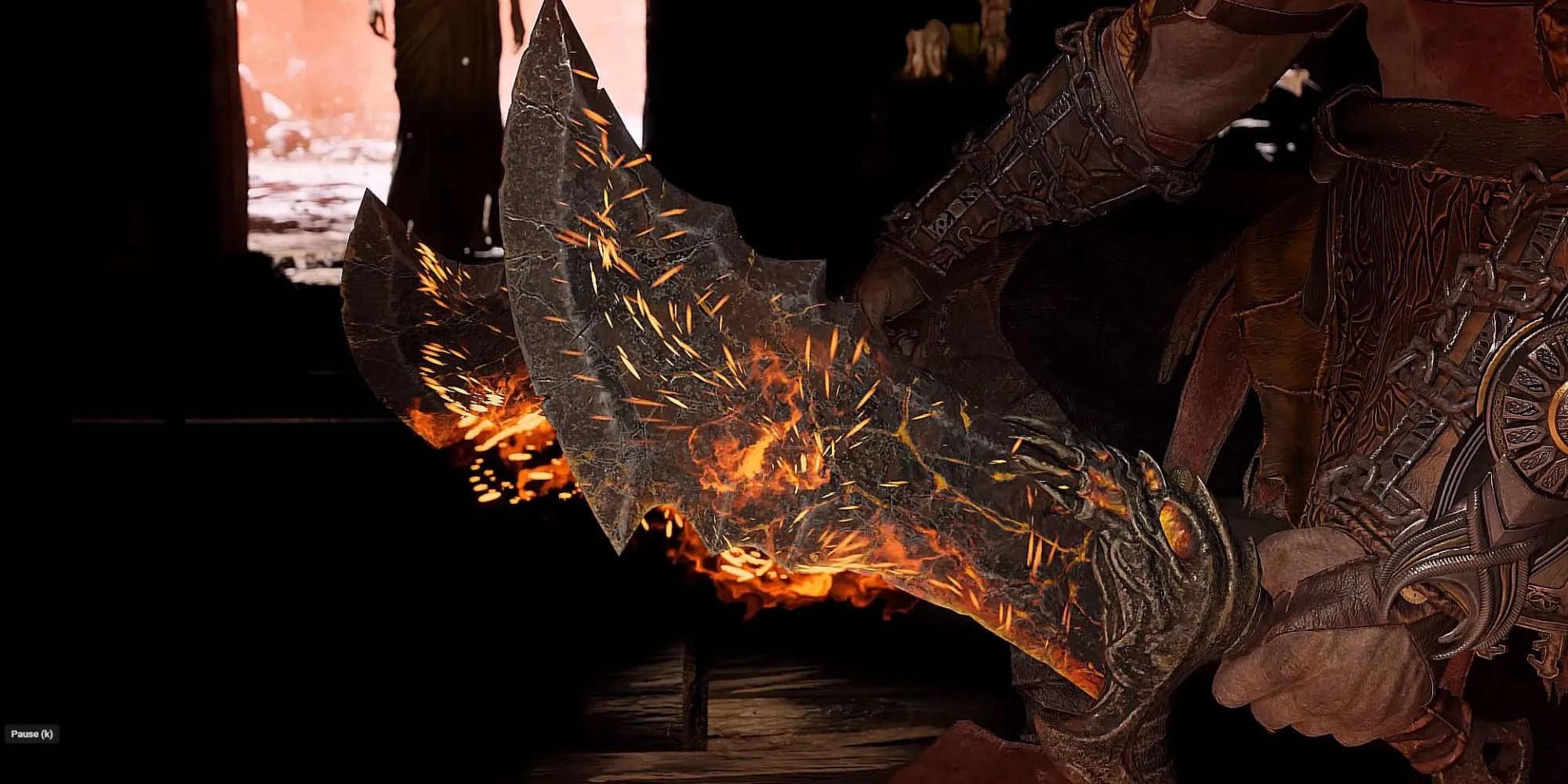 Blades Of Chaos on fire