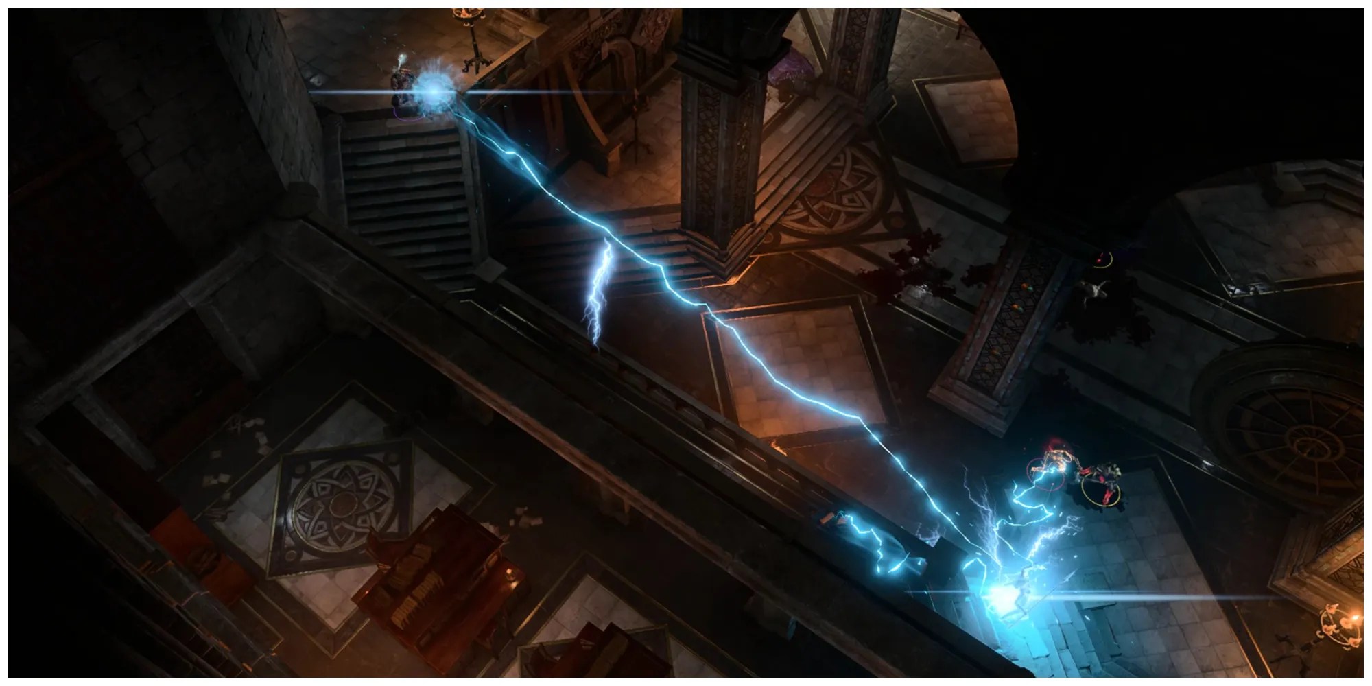 Baldur&rsquo;s Gate 3, Gale Casts Chain Lightning On Enemies In Vault