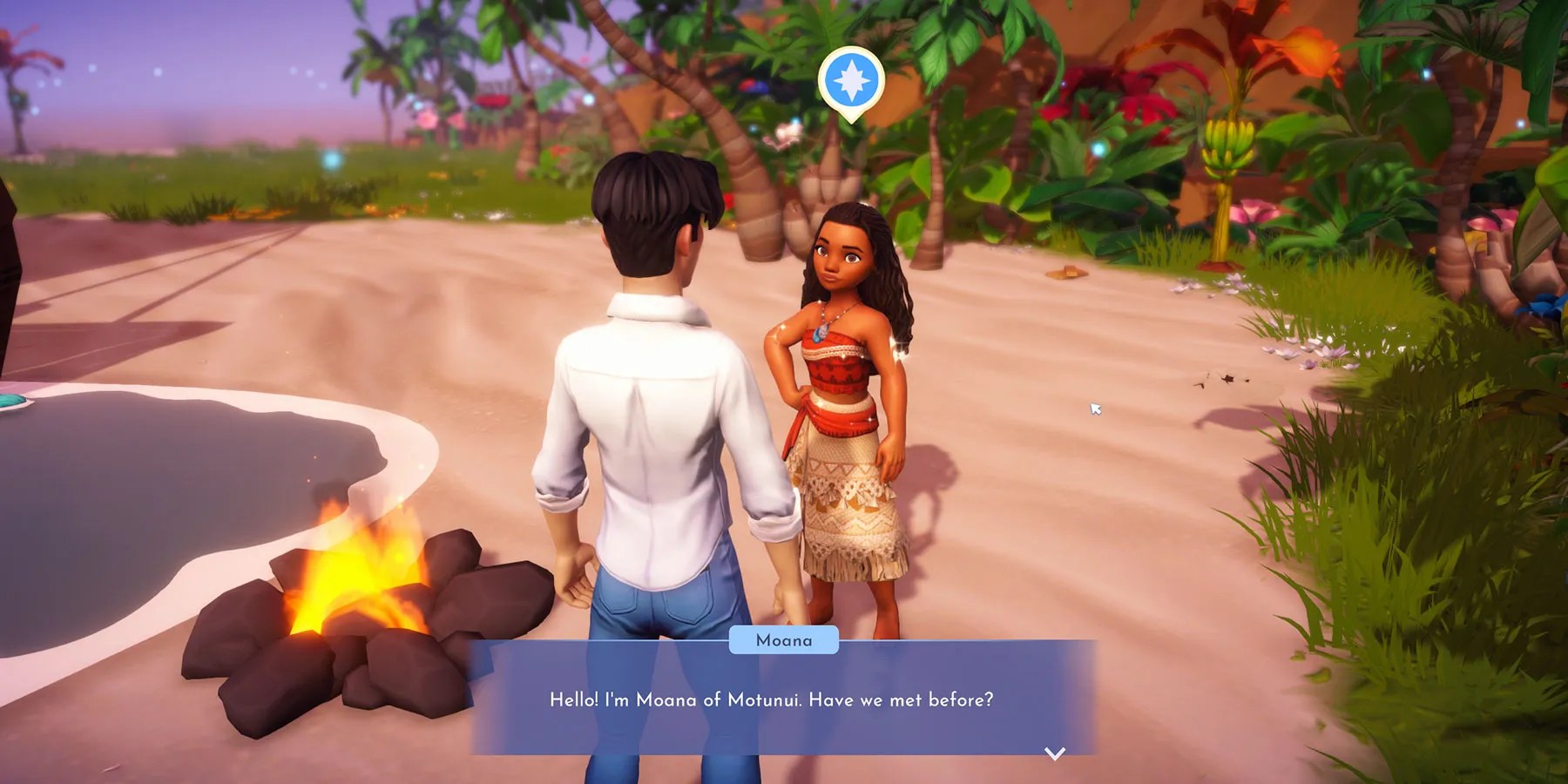 Meeting Moana in Disney Dreamlight Valley.