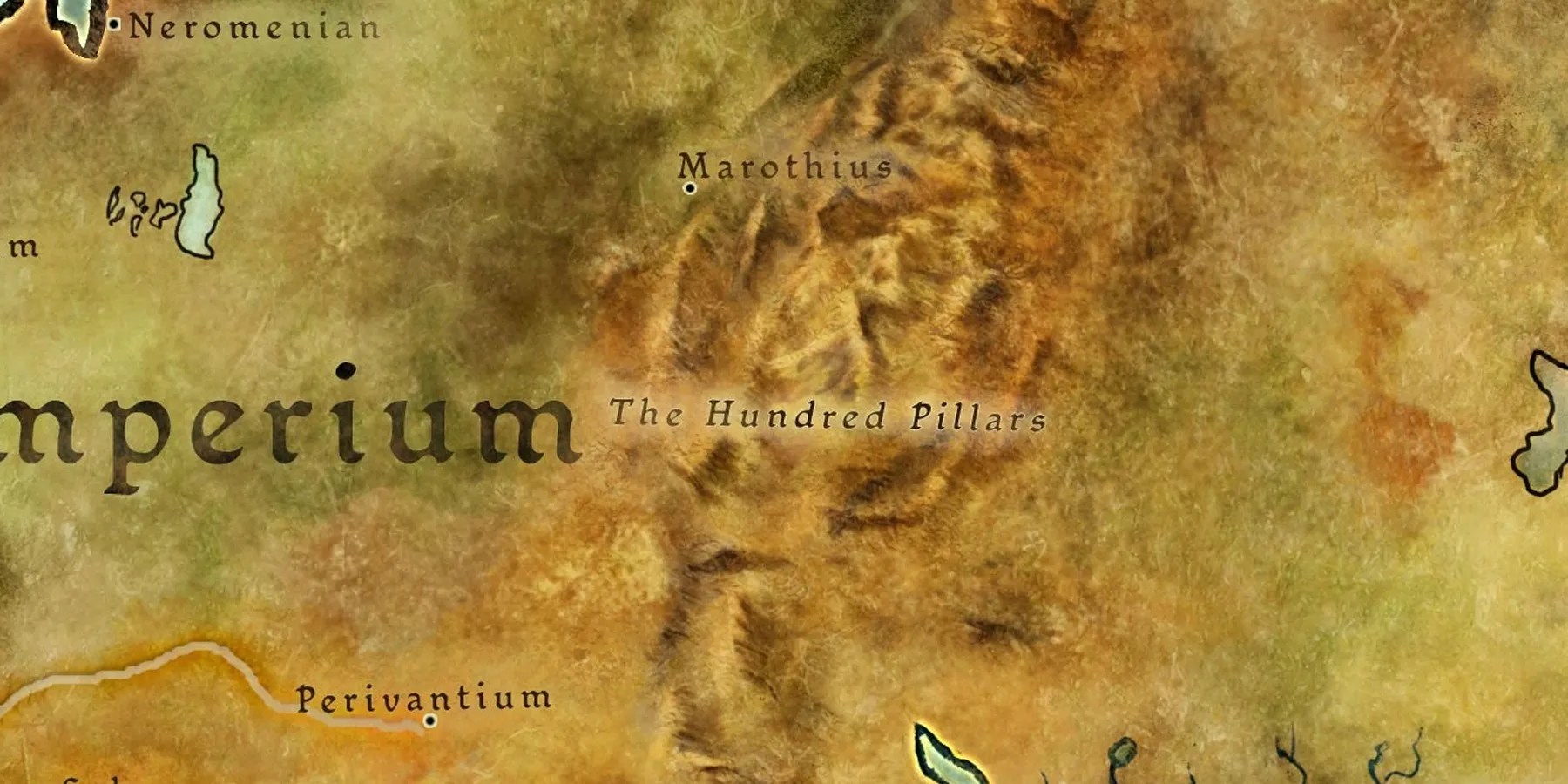 Dragon Age map showing The Hundred Pillars