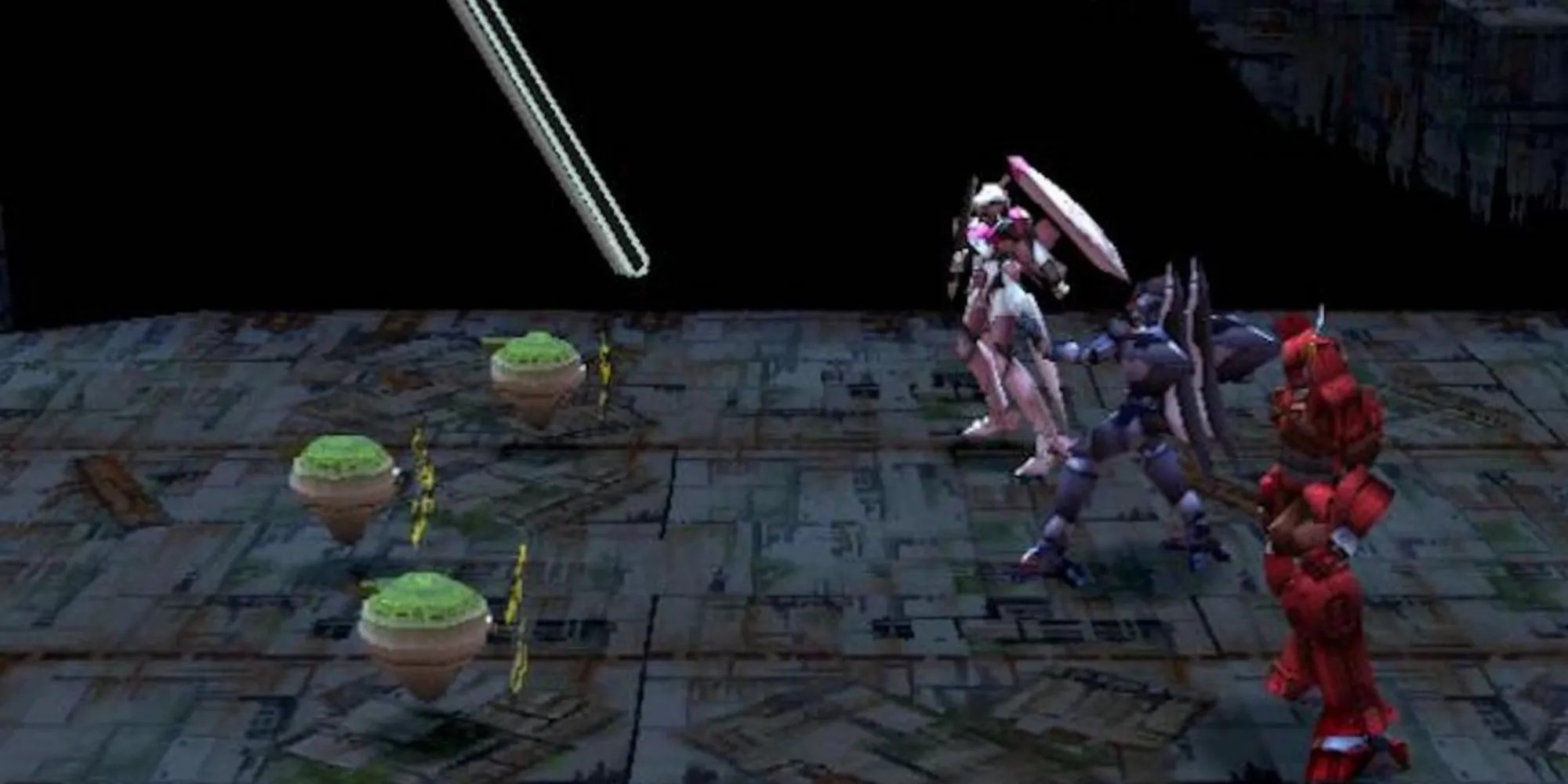 Fighting a mech battle in Xenogears