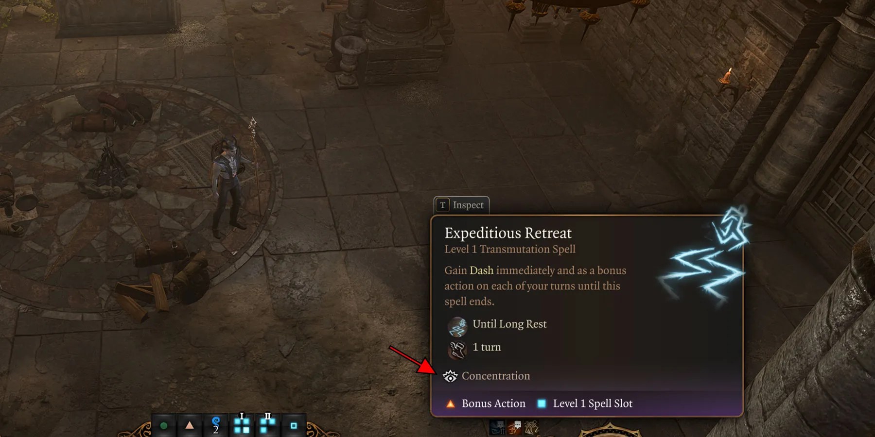 Concentration tooltip in Baldur&rsquo;s Gate 3.