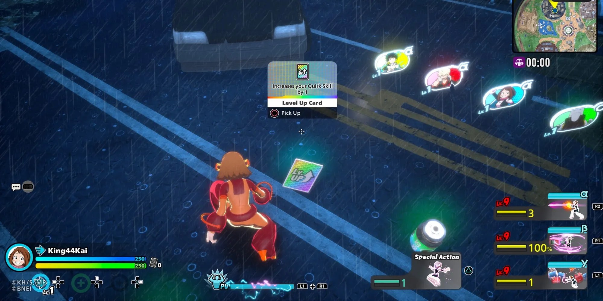 Ochaco with a level up card