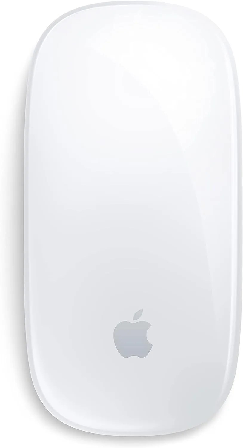 A picture of the Apple Magic Mouse: Wireless, Bluetooth, Rechargeable. Works with Mac or iPad