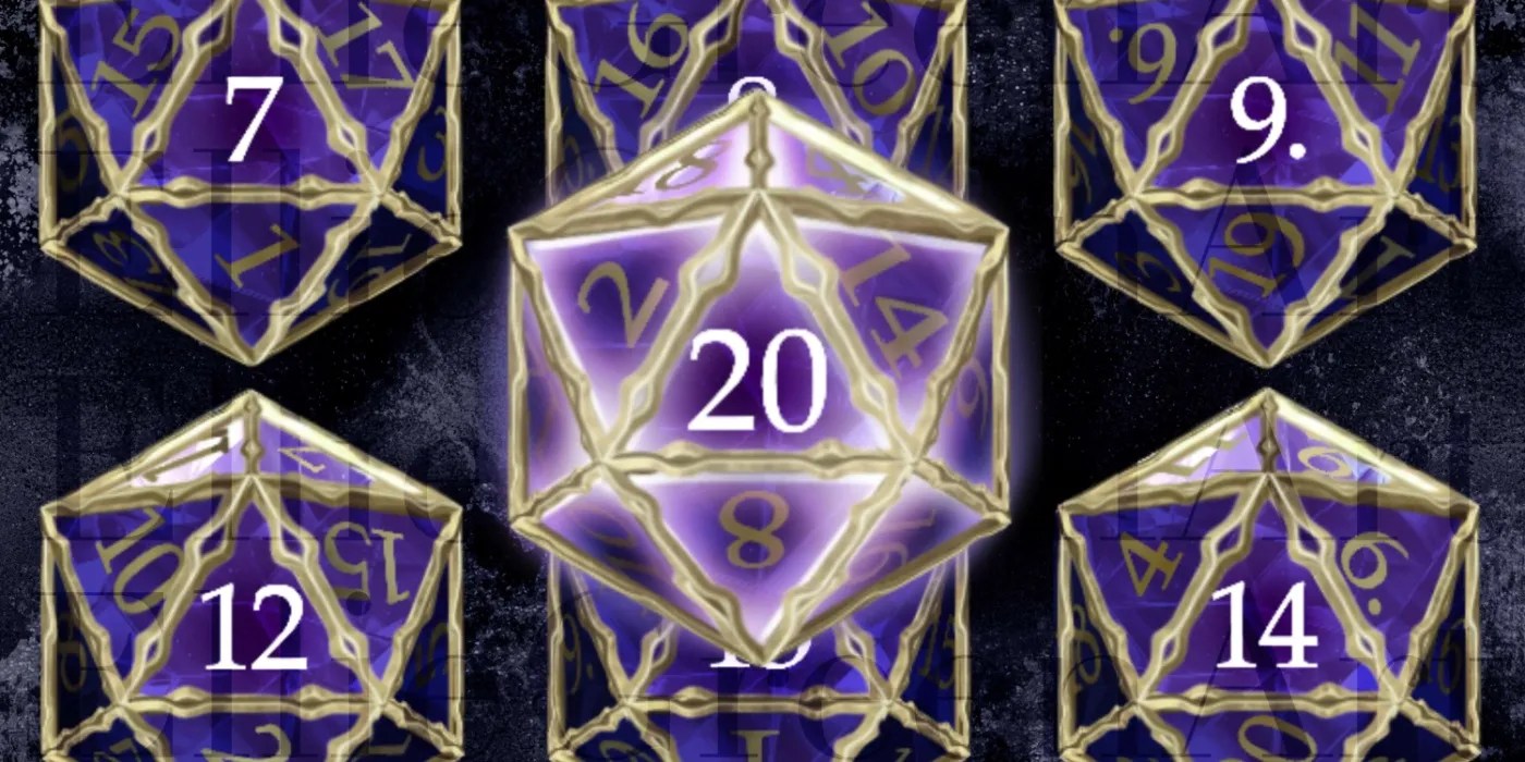 Baldur&rsquo;s Gate 3 dice with a Shar aesthetic