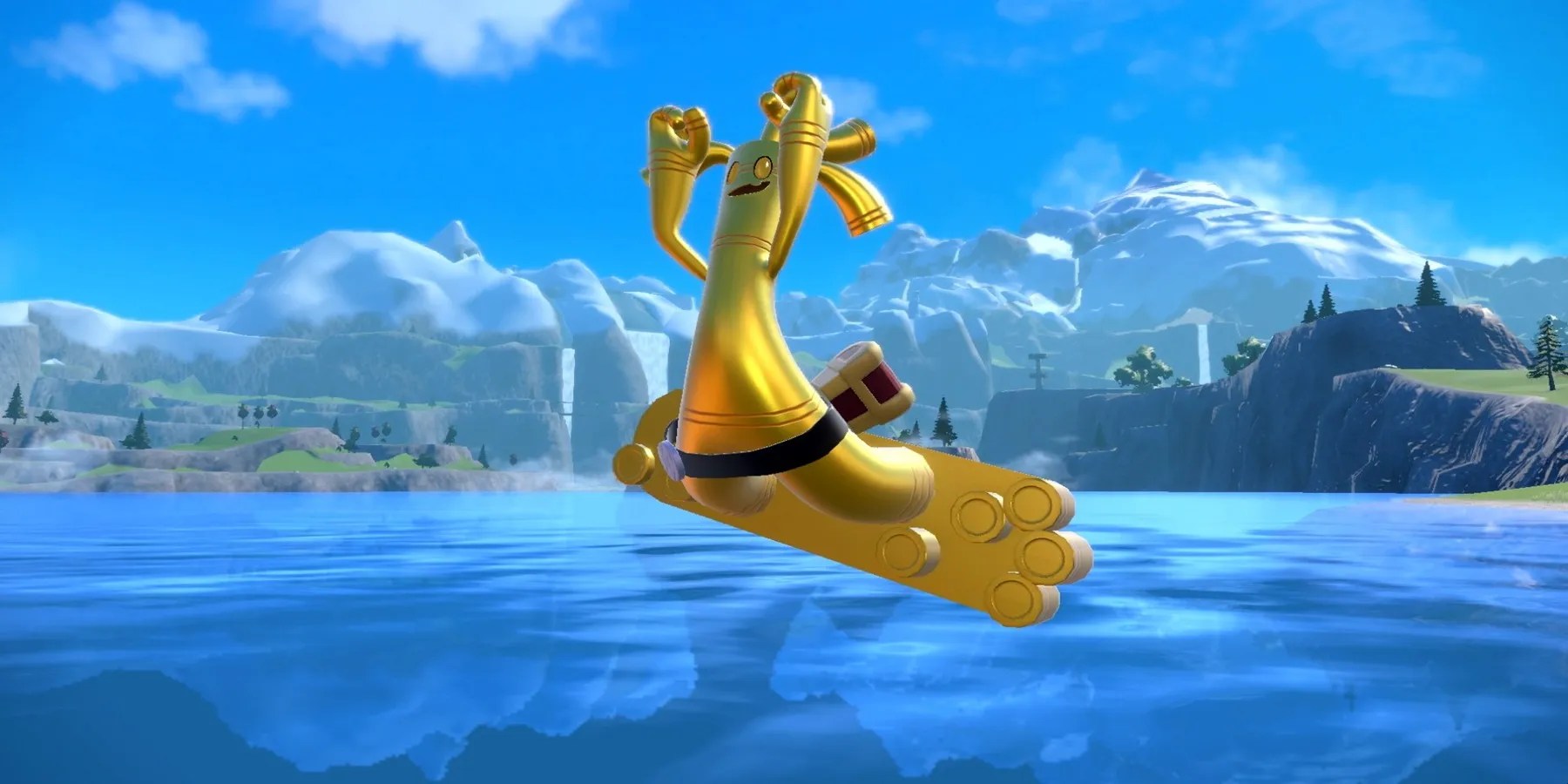 Gholdengo-Pokemon-Scarlet-Violet-Surfing