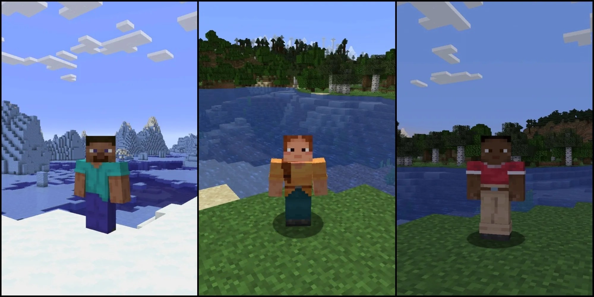 Steve, Ari, and Zuri in Minecraft