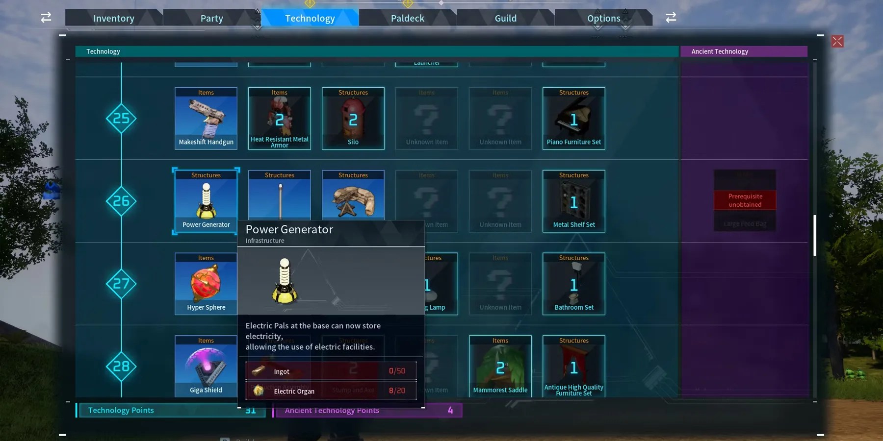 palworld technology power generator blueprint