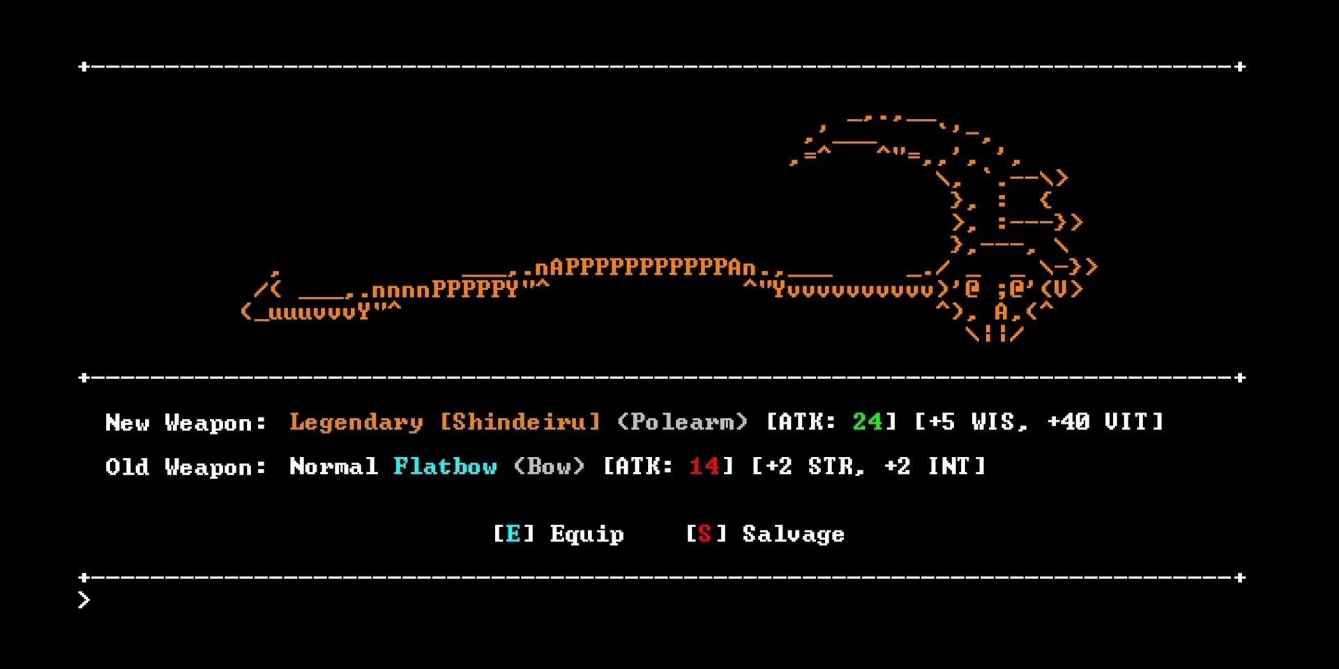 Analysing a weapon in SanctuaryRPG