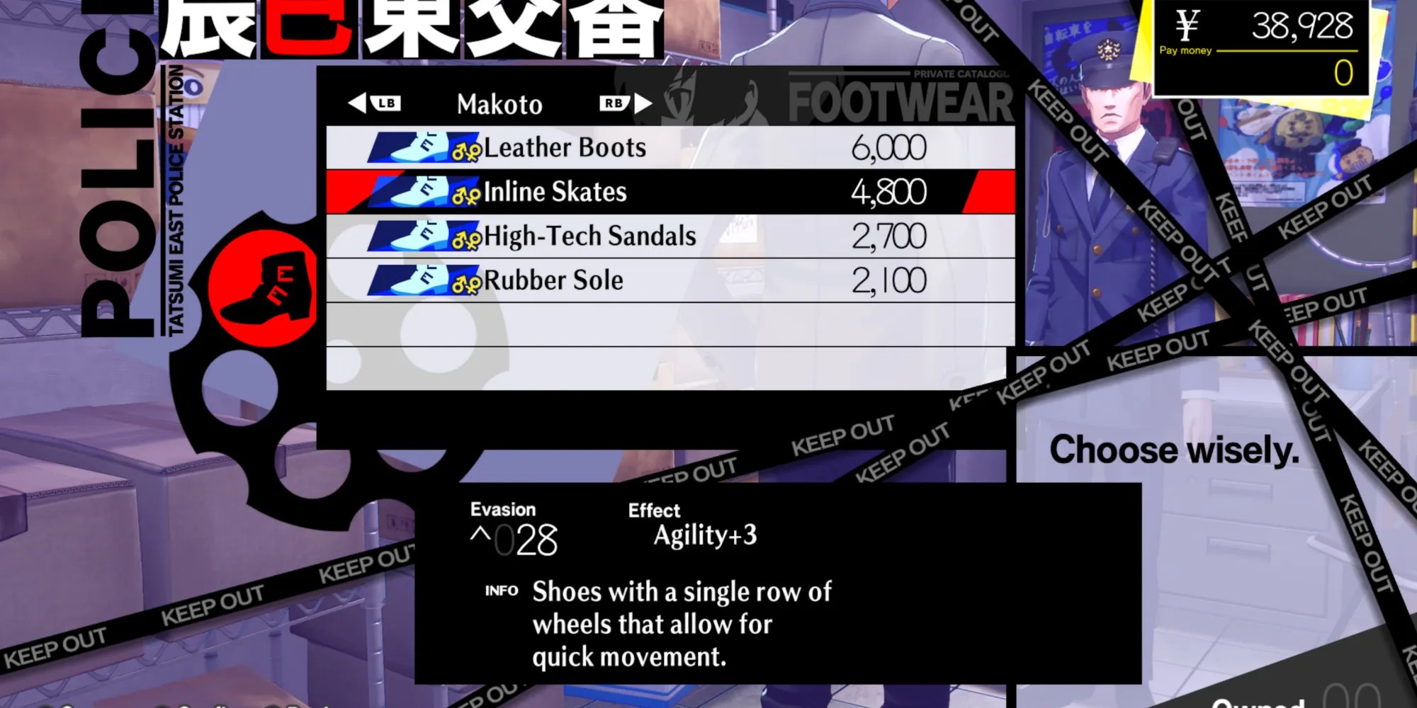 Inline Skates armor in Persona 3 Reload