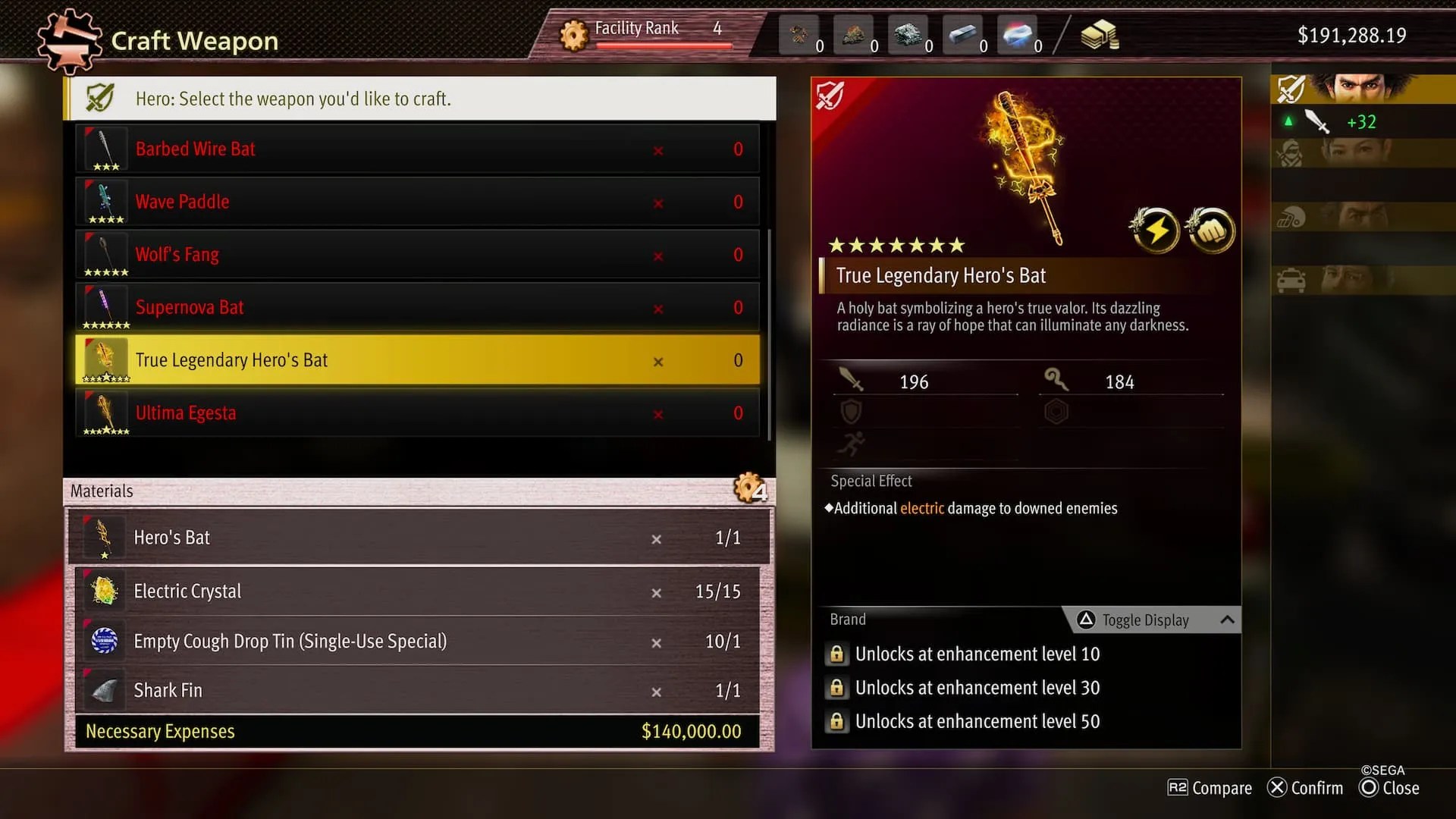 Crafting True Legendary Hero&rsquo;s Bat in Like a Dragon: Infinite Wealth