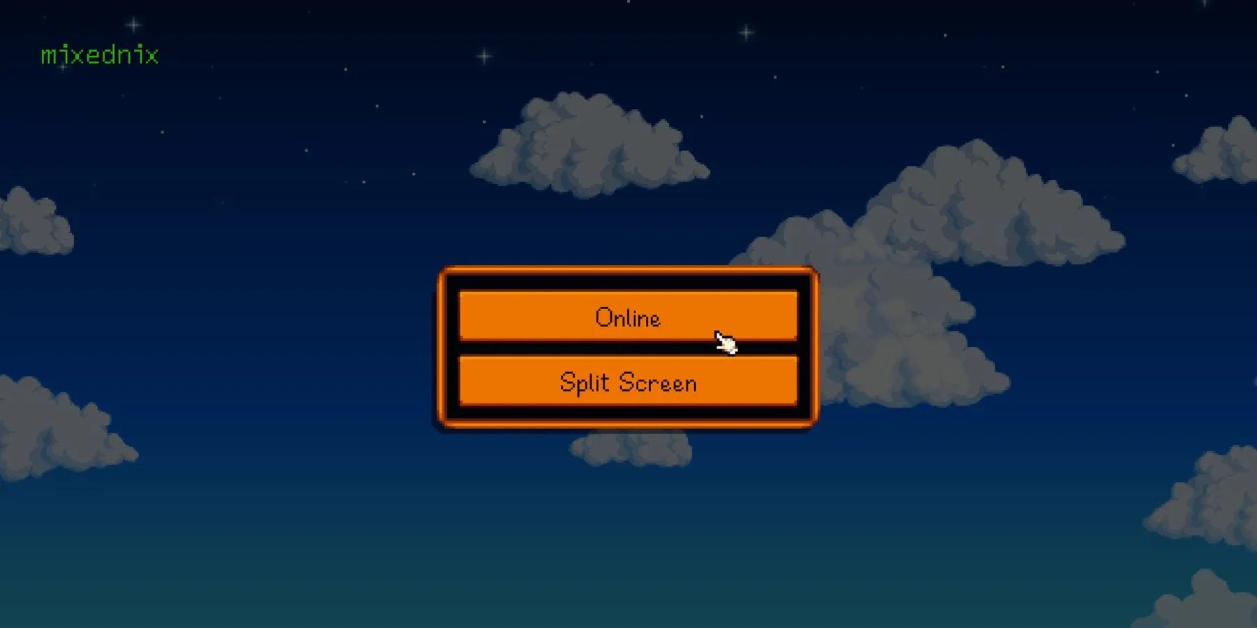 the split screen menu in stardew valley.