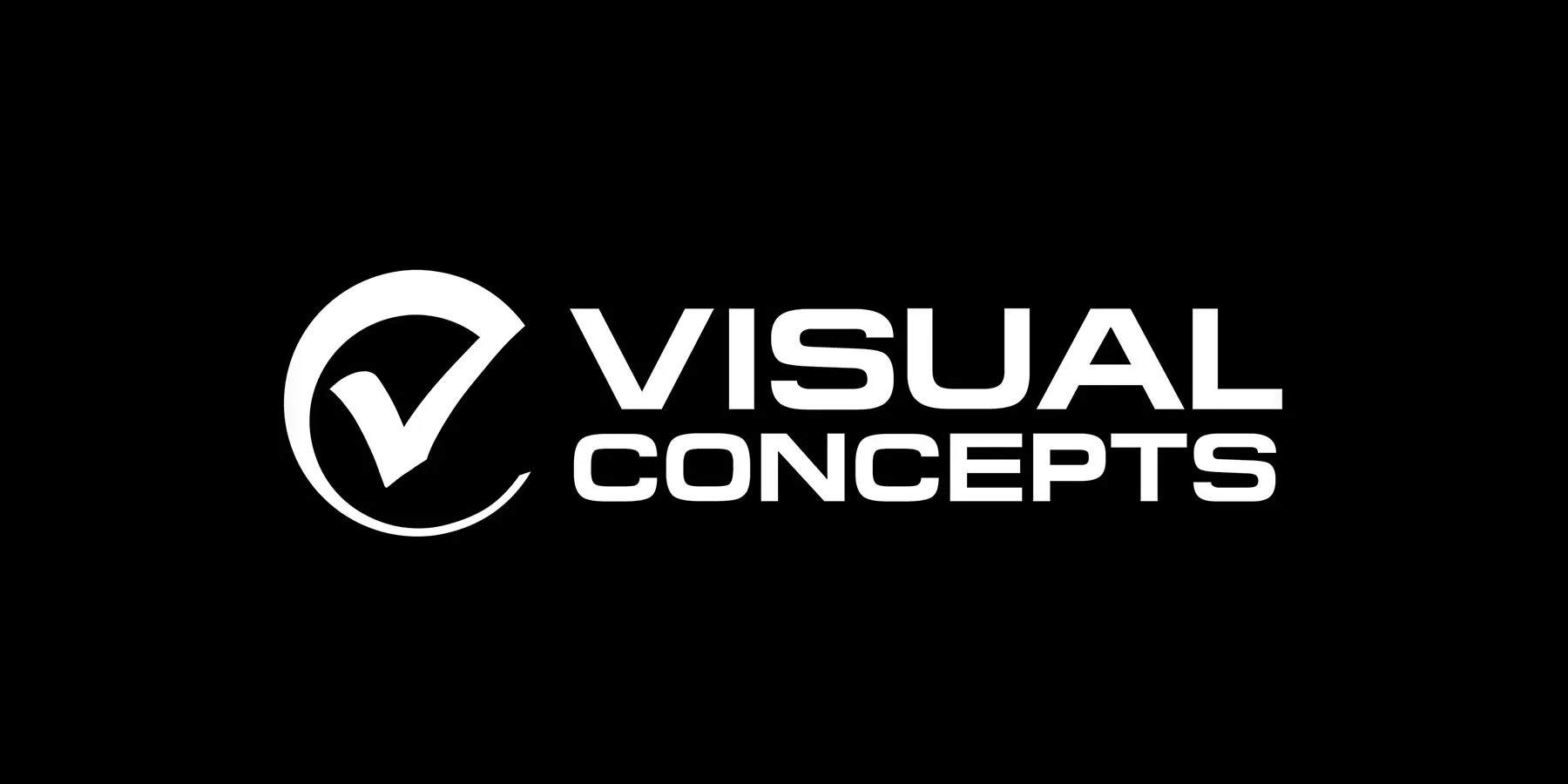 A white Visual Concepts logo in front of a black background.