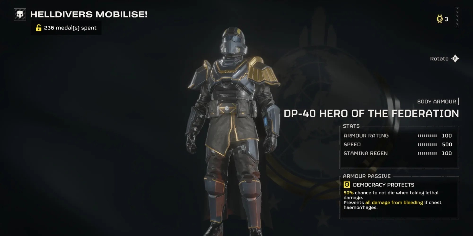 DP-40 Hero Of The Federation armor In Helldivers 2
