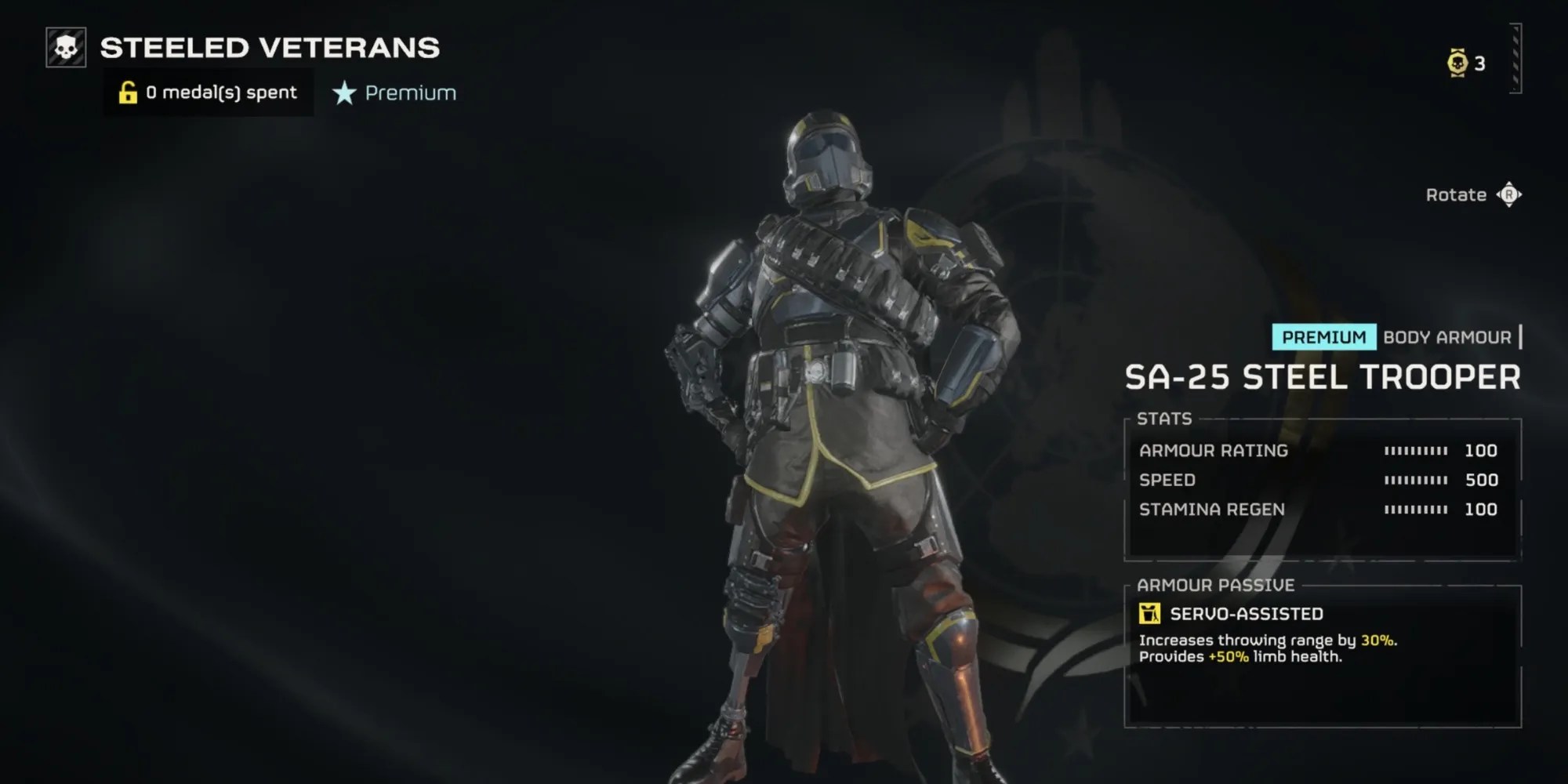 The SA-25 Steel Trooper armor in Helldivers 2