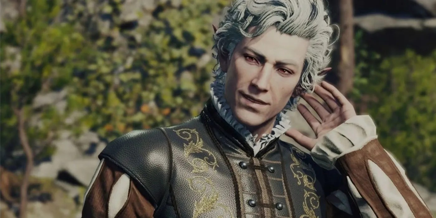 Baldur&rsquo;s Gate 3 Astarion holding his hand up to his head