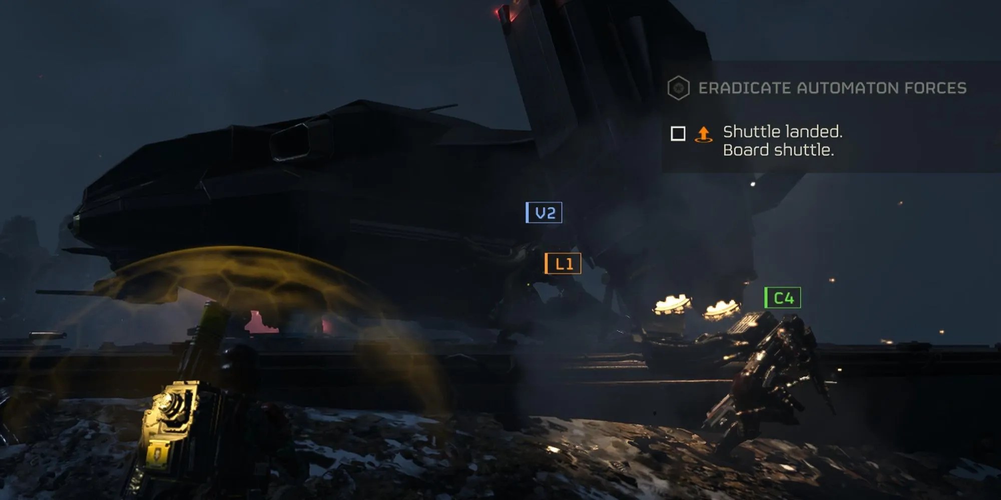 Falcon 1 in Helldivers 2 with Helldivers getting in it