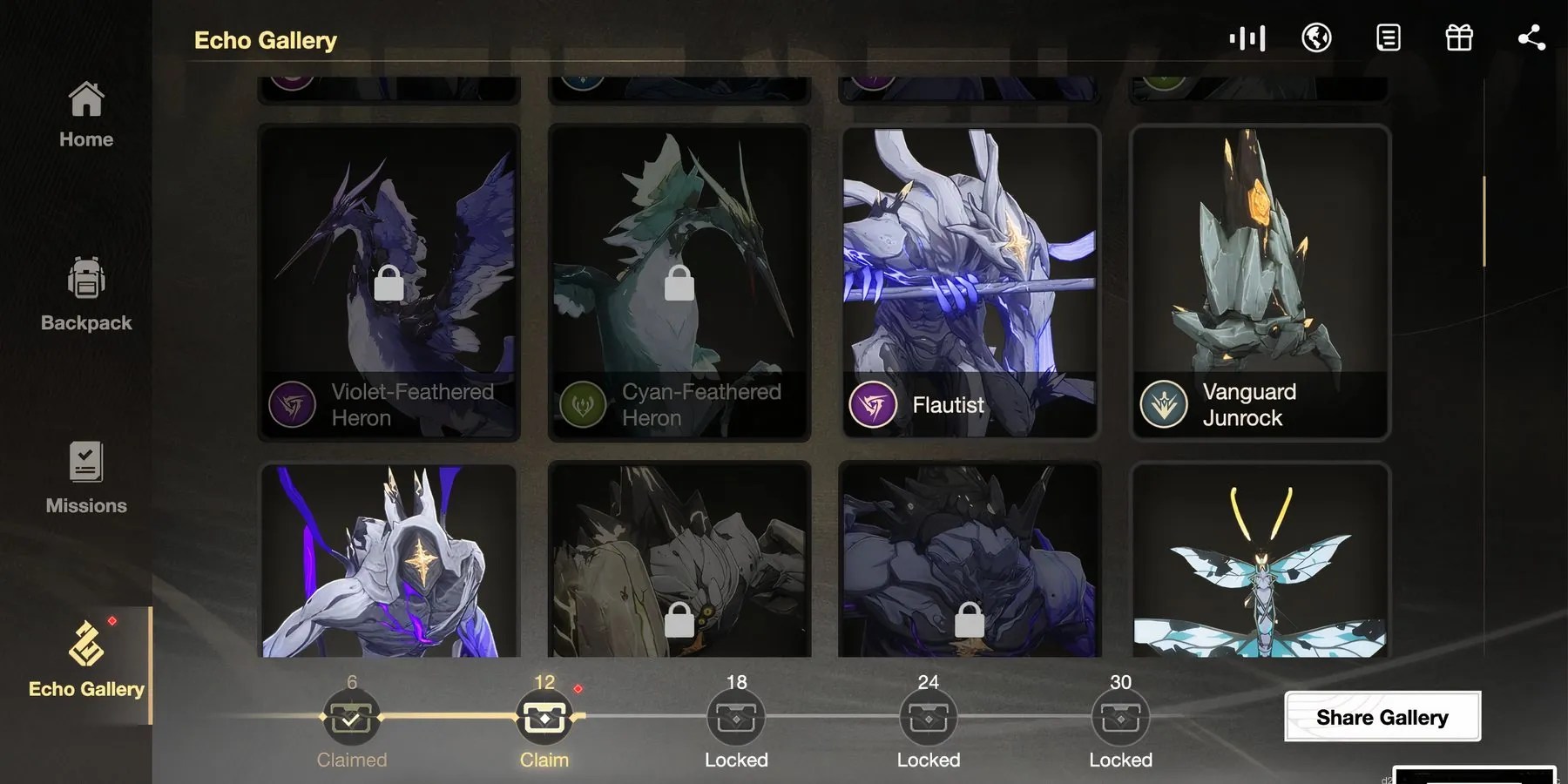 the echo gallery in wuthering waves' echo summon event.