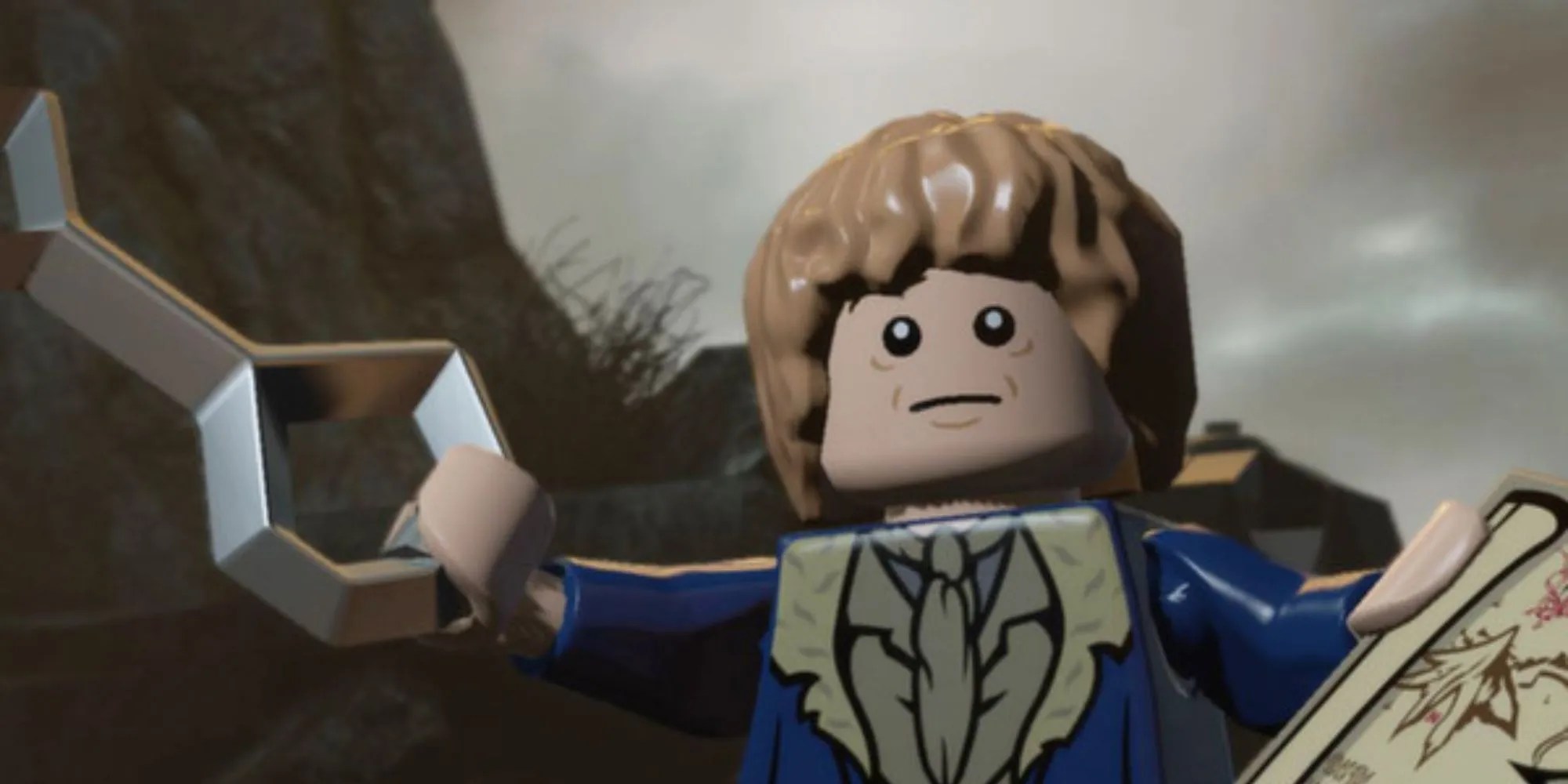 Bilbo holding a key and a map in Lego The Hobbit