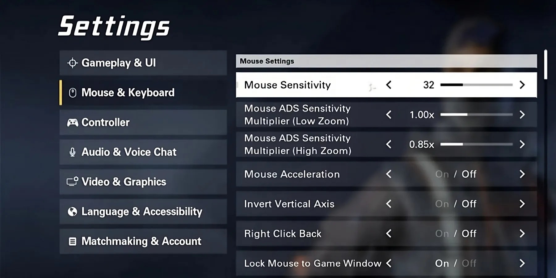 Showcasing mouse settings in XDefiant