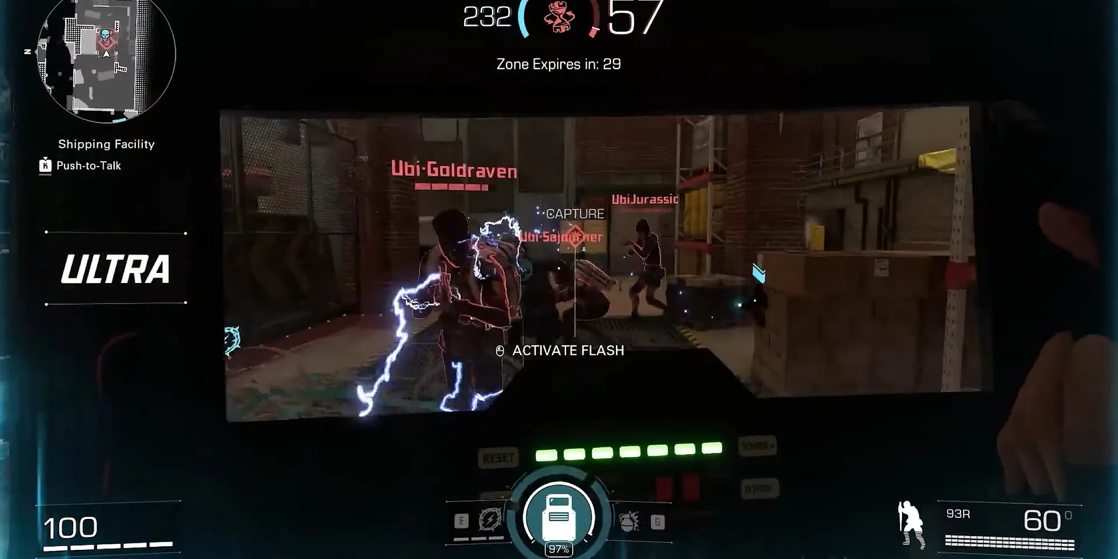 Screenshot showcasing gameplay of GSK&rsquo;s Flash Shield Ultra in XDefiant