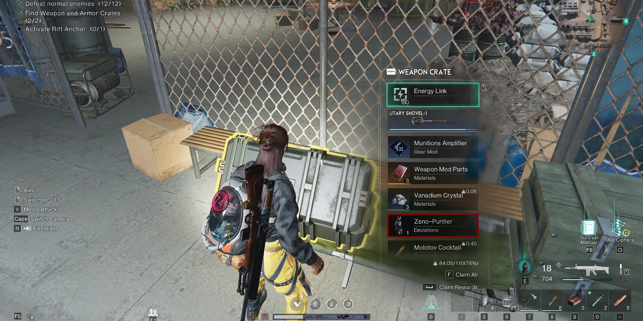 Screenshot showcasing how to get the Zeno-Purifier Deviation from Weapon Crates in Once Human