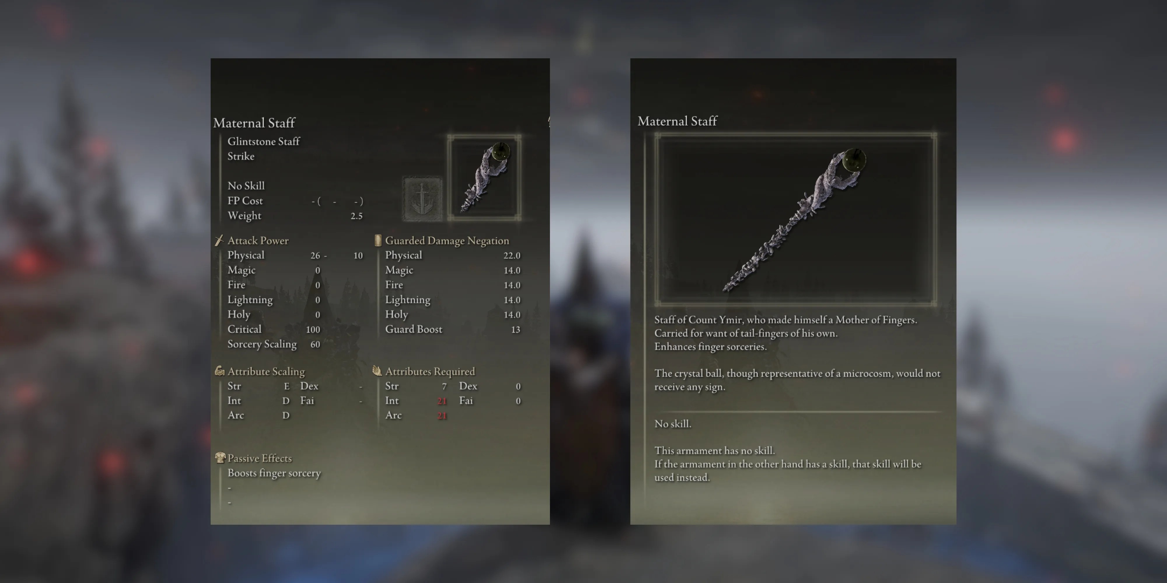 maternal staff description and stats in elden ring shadow of the erdtree