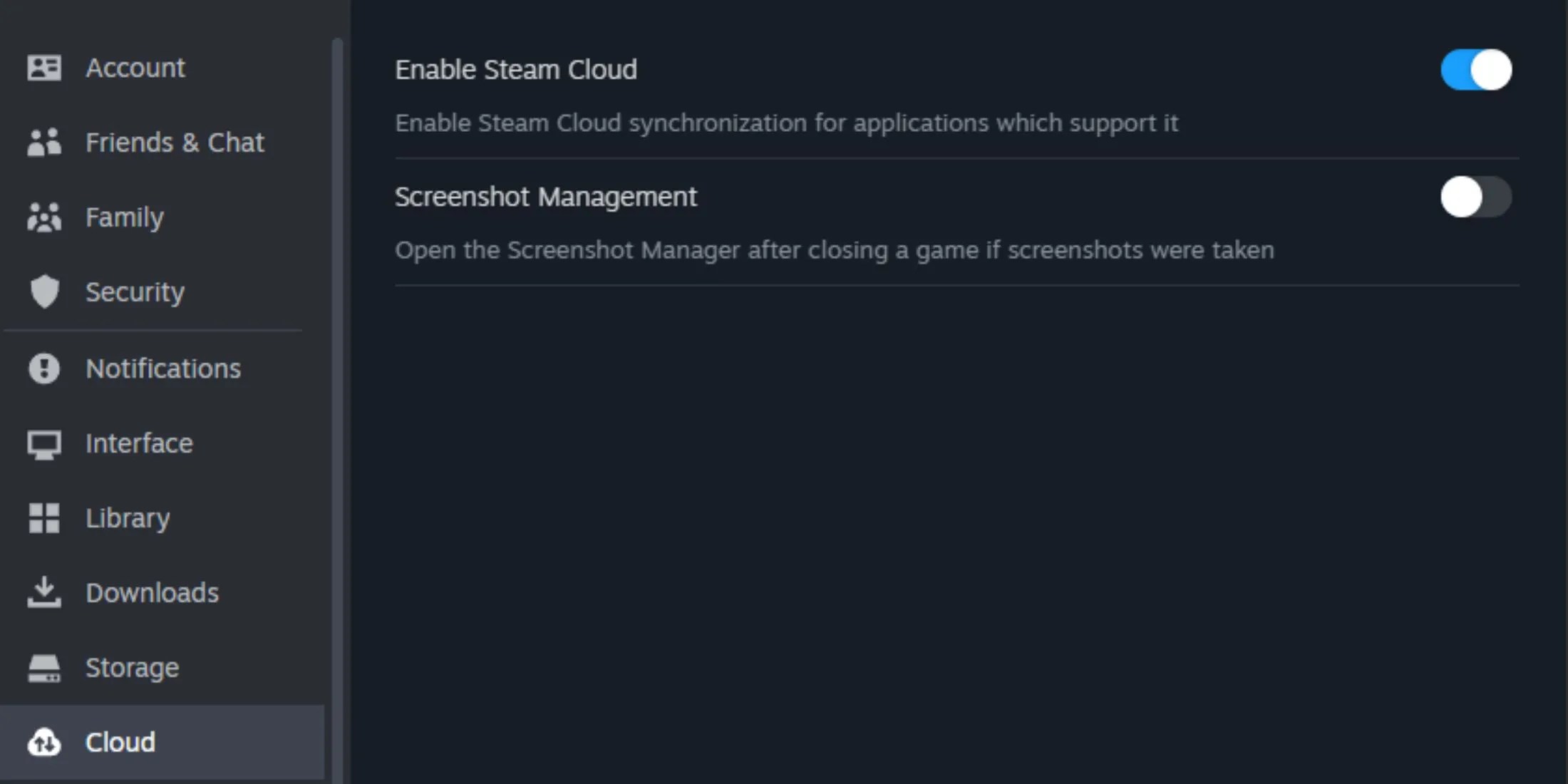 how to enable or disable steam cloud
