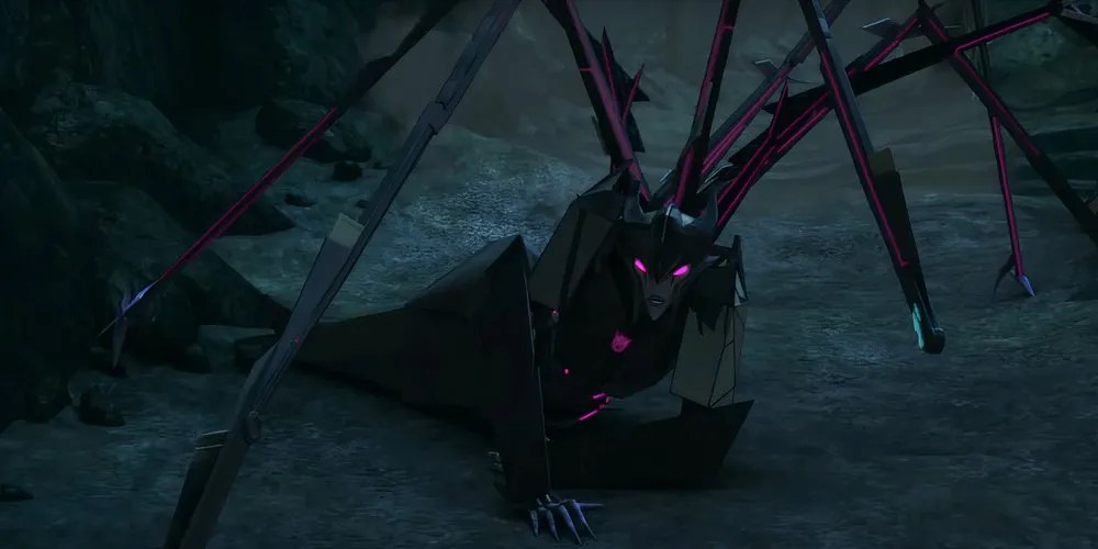 Airachnid Injured. Image source: Transformers Official YouTube
