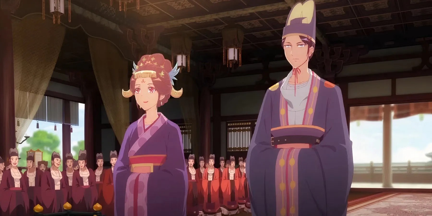 main characters of memory of chang&rsquo;an getting married in their traiditional attire.