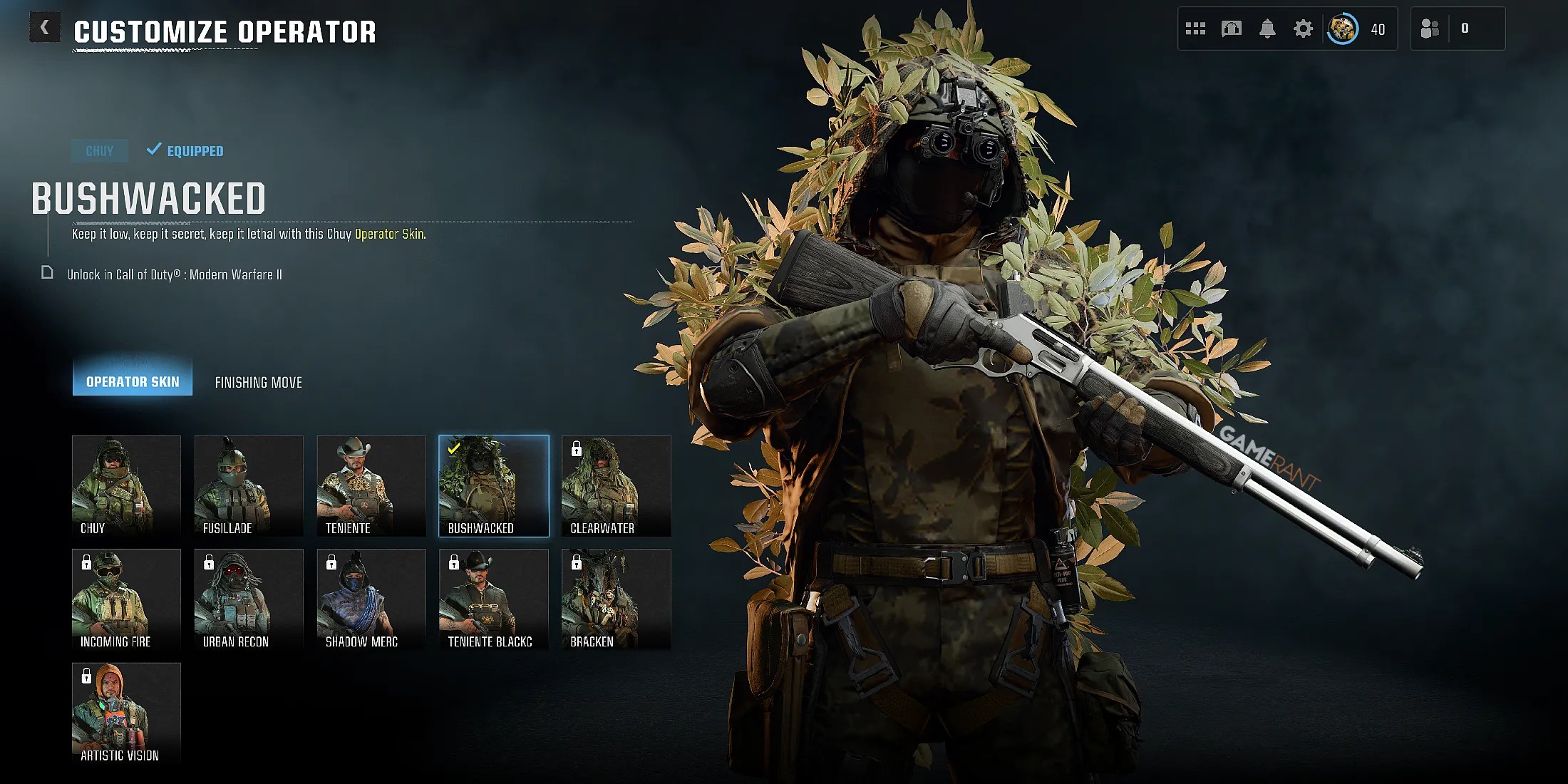 Bushwacked Operator Skin in Call of Duty Warzone