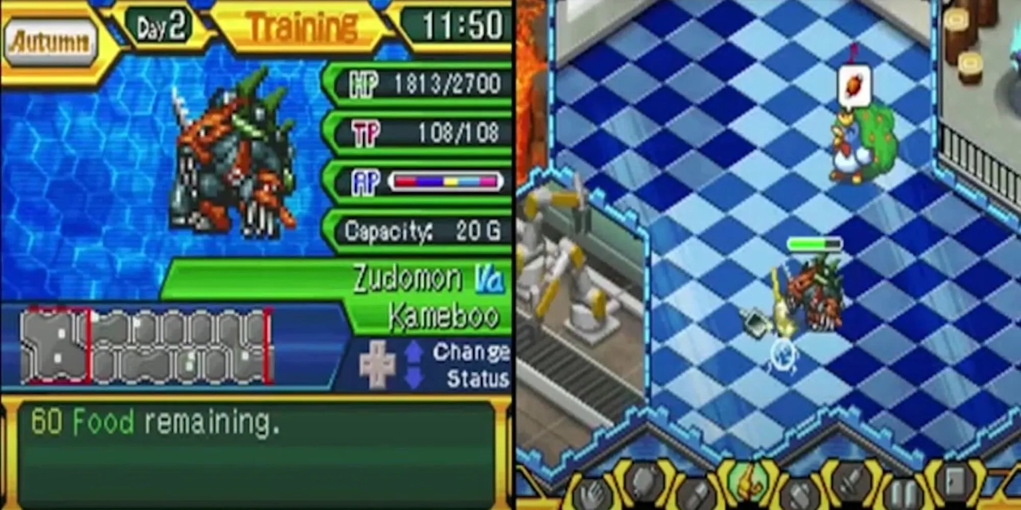Digimon training menu and stats
