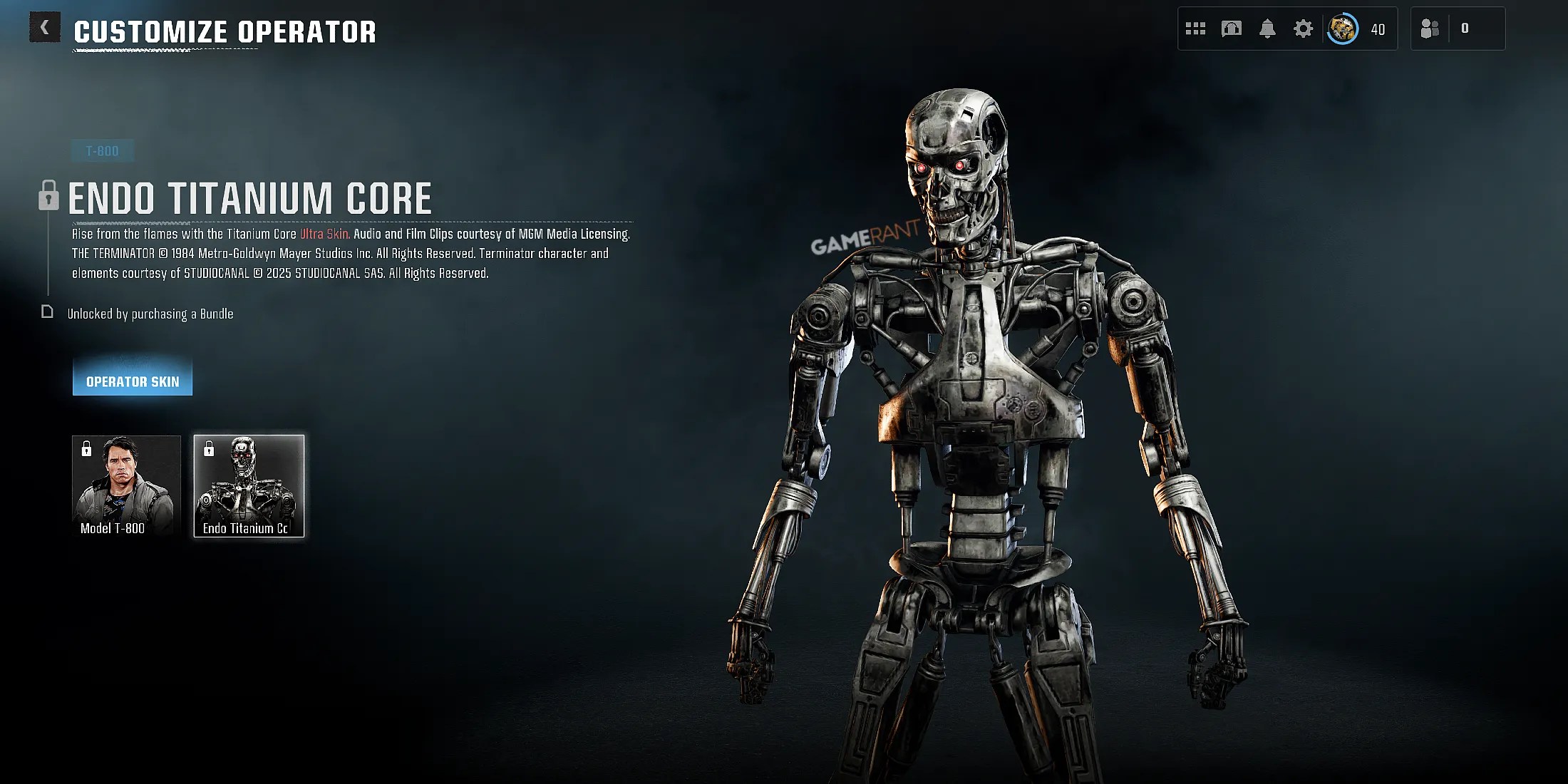 Endo Titanium Core Operator Skin in Call of Duty Warzone
