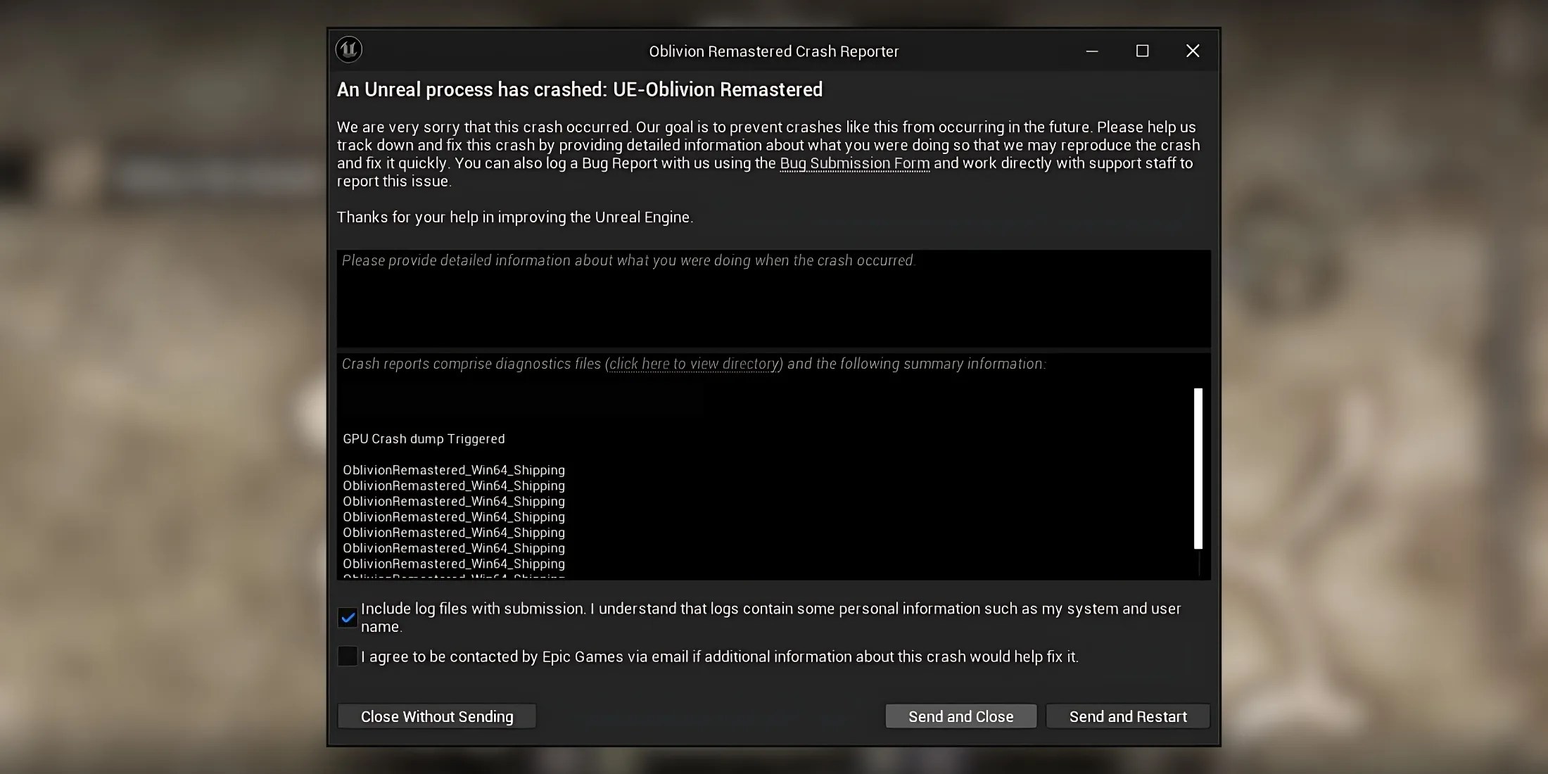 Fix Oblivion Remastered GPU Crash Dump Fatal Error
