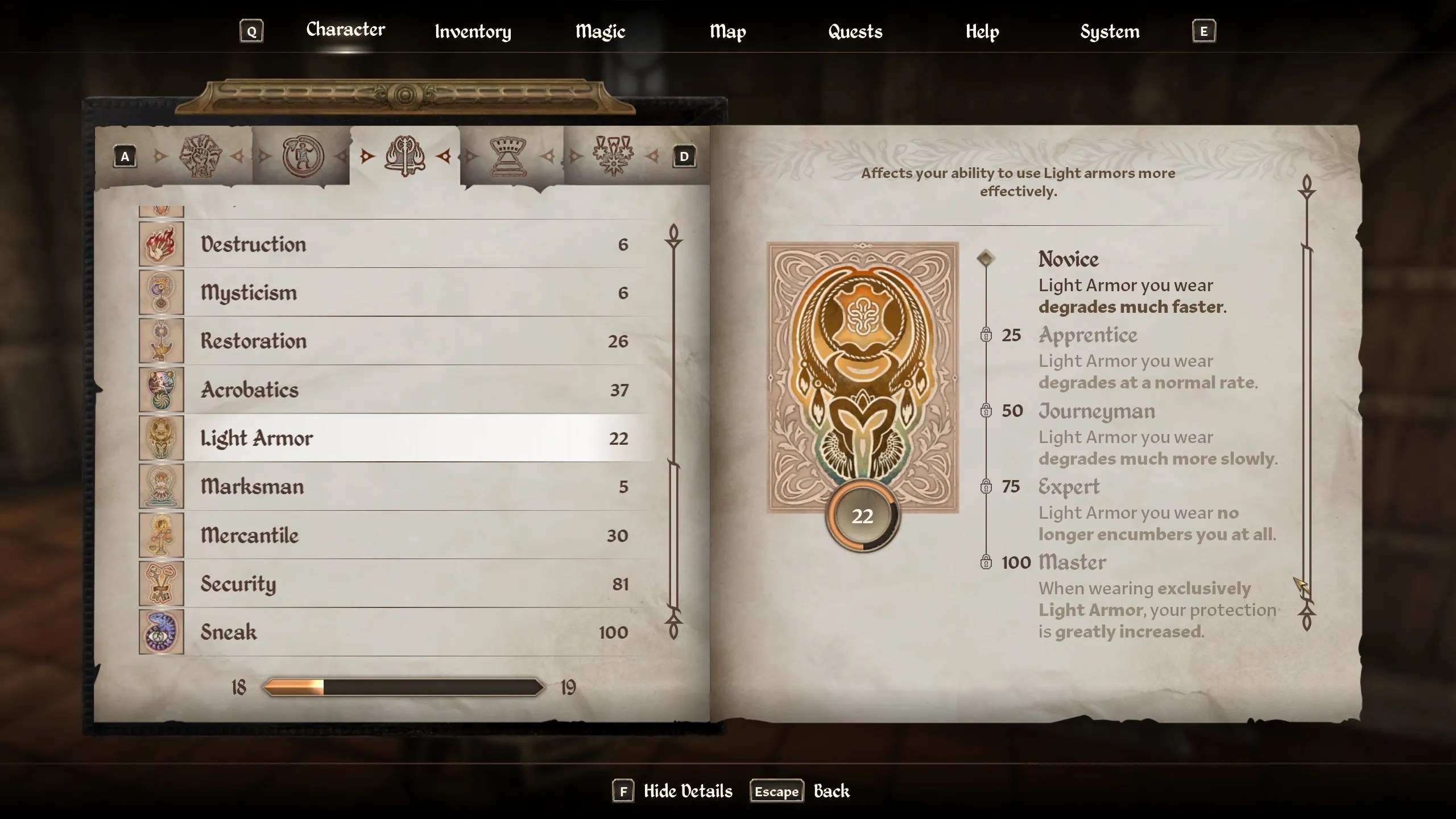 light armor skill