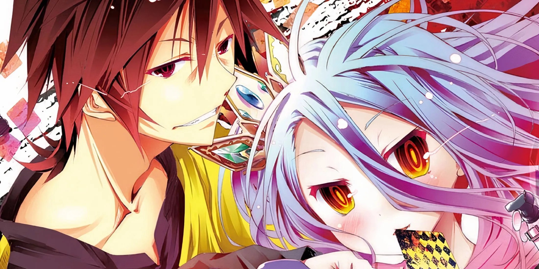 main characters shiro and sora in the cover of no game no life.