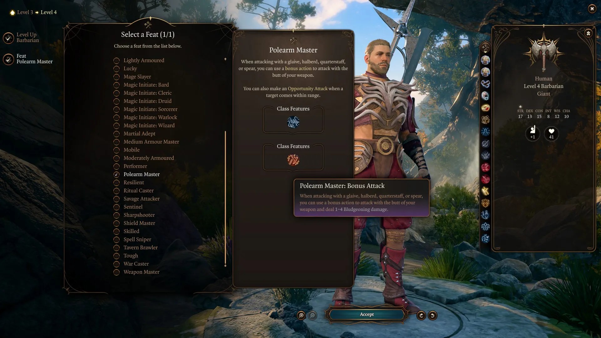BG3 Polearm Master Feat description