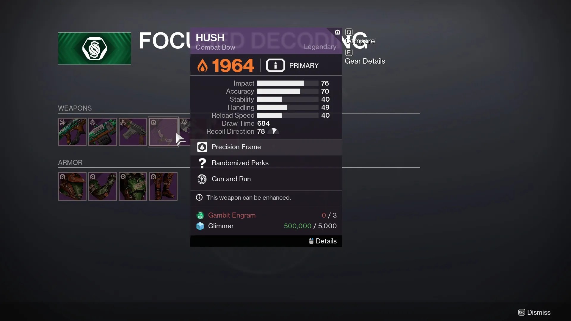 Destiny 2 Hush Gambit Decoding