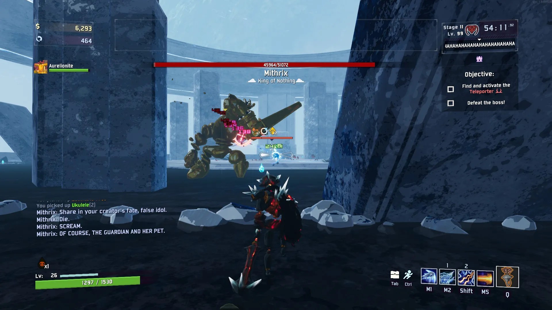 RoR 2 Aurelionite fighting Mithrix