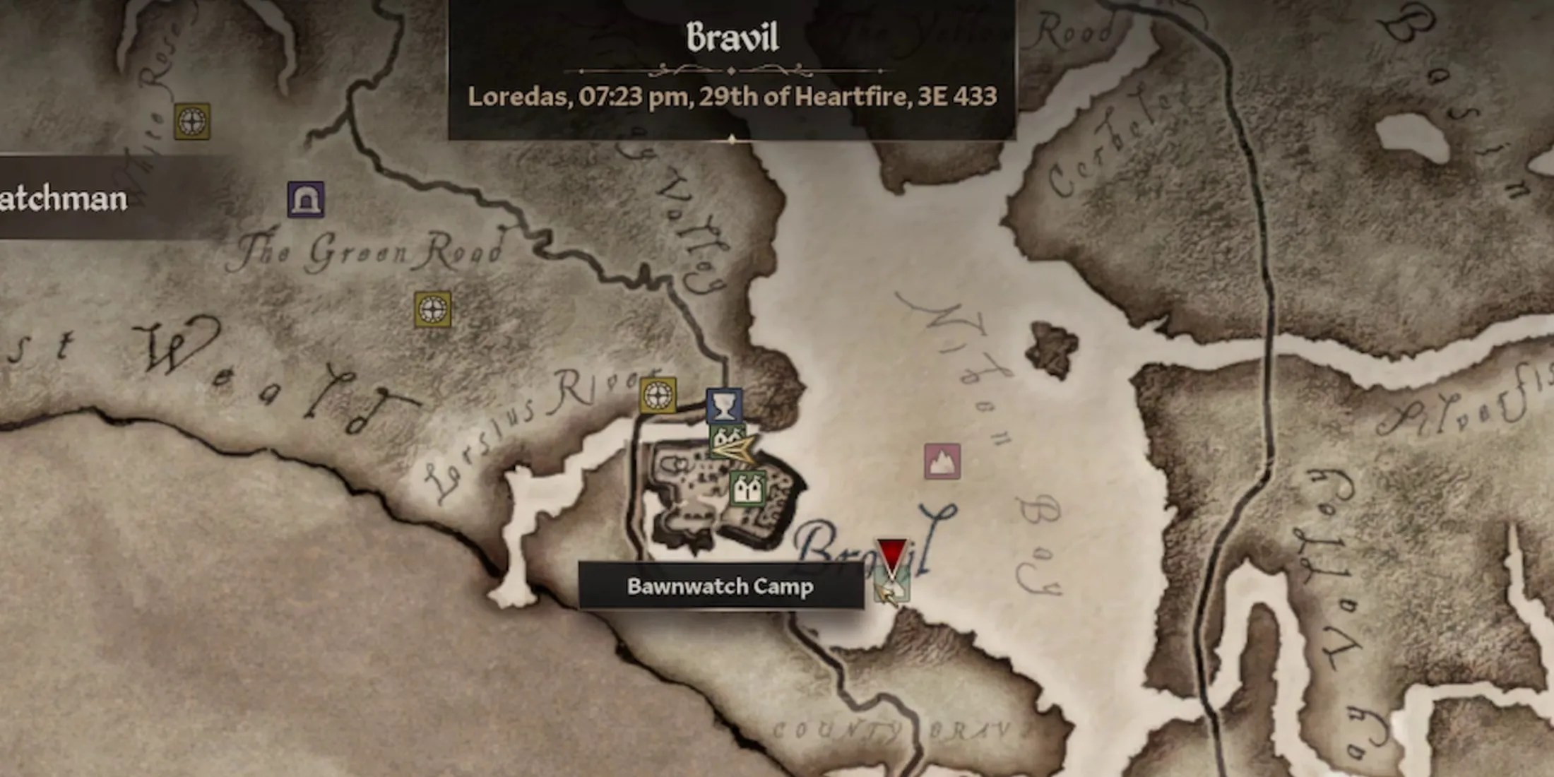 the forlorn watchman location marked on map in the elder scrolls 4 oblivion remastered