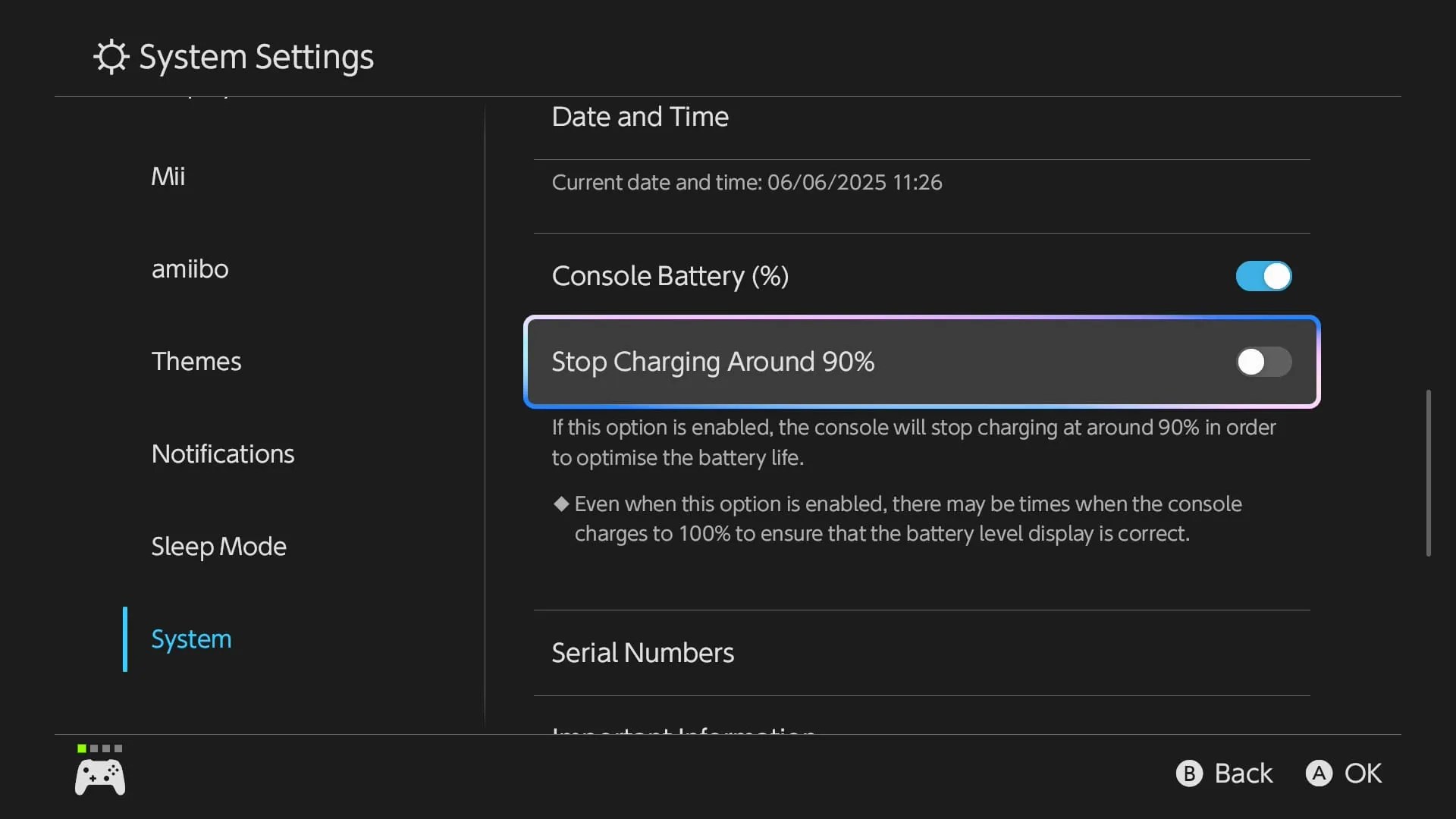 switch 2 stop charging at 90%