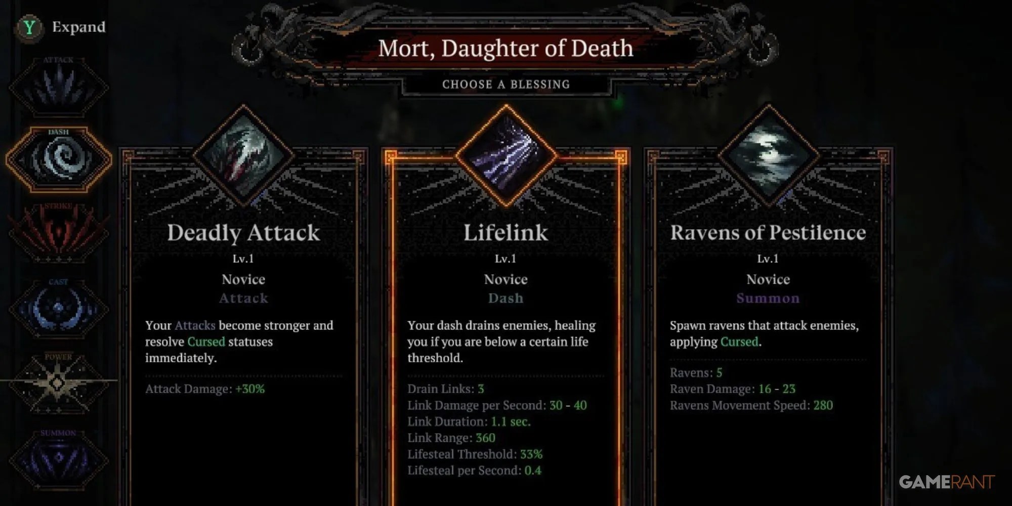 A player about to select Lifelink in Death Must Die