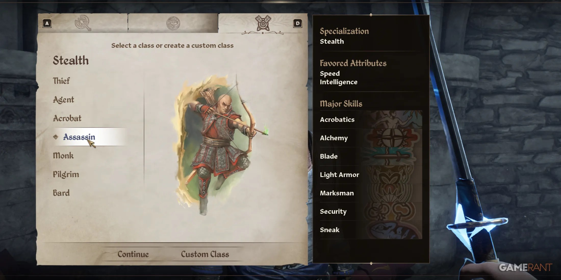 Assassin can be a best beginner class in Oblivion Remastered for stealth lovers, focusing on sneak attacks, marksmanship, and alchemy use