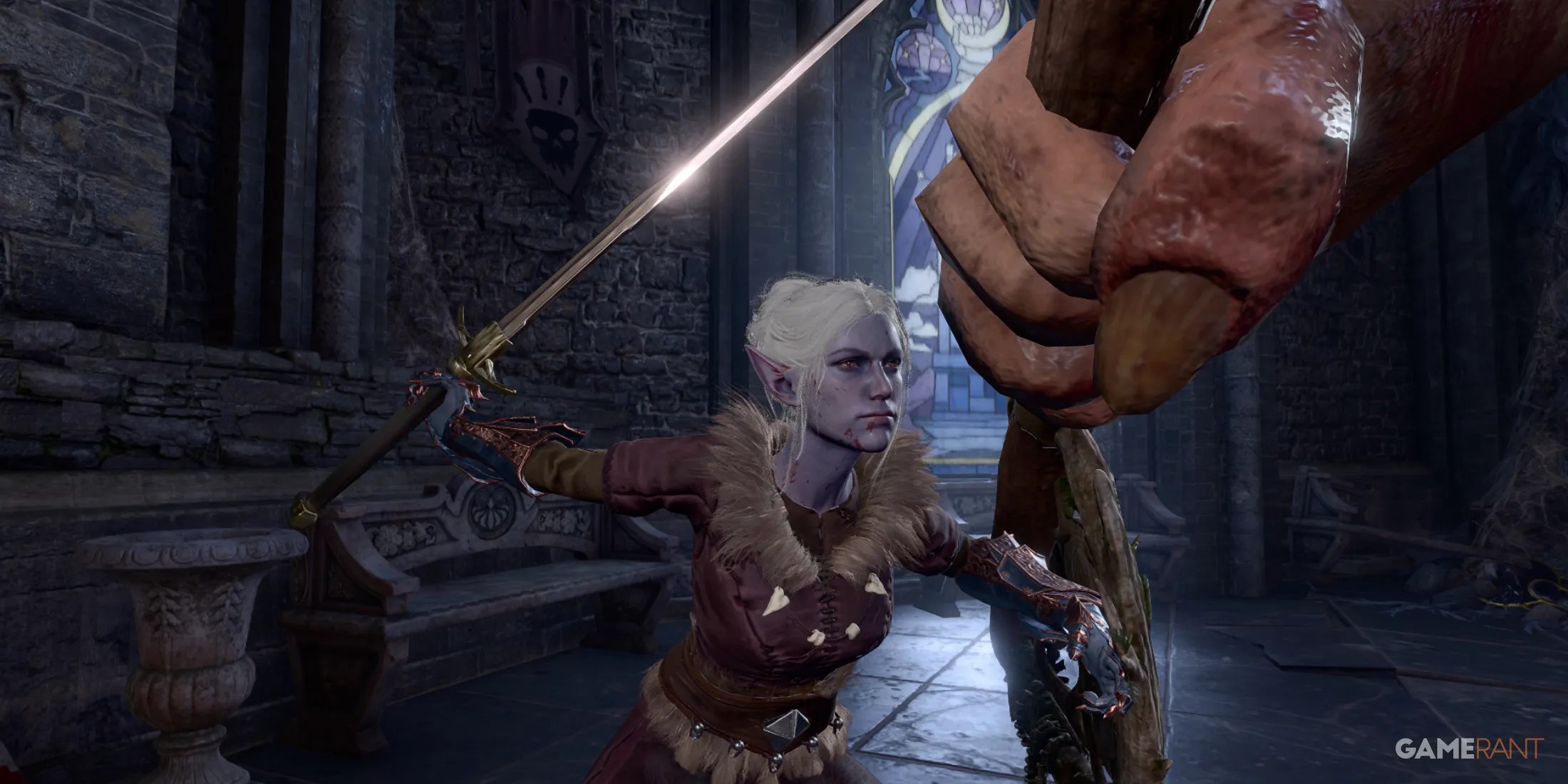 Baldur&rsquo;s Gate 3 Patch 8 showing a powerful multiclass of Paladin and Hexblade Warlock in action