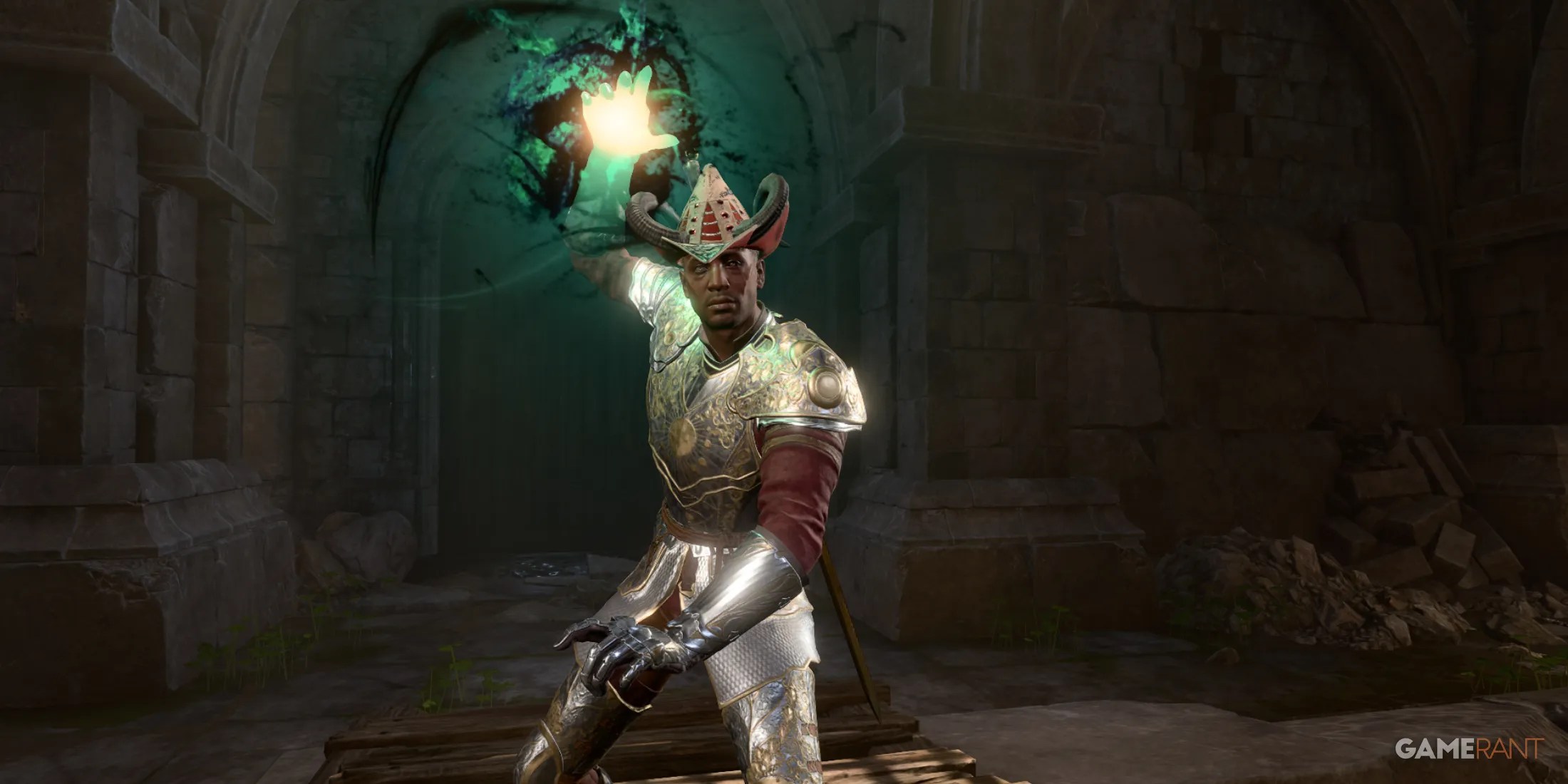 Hexblade Warlock casts a spell with a new animation in Baldur&rsquo;s Gate 3 Patch 8, glowing with arcane energy
