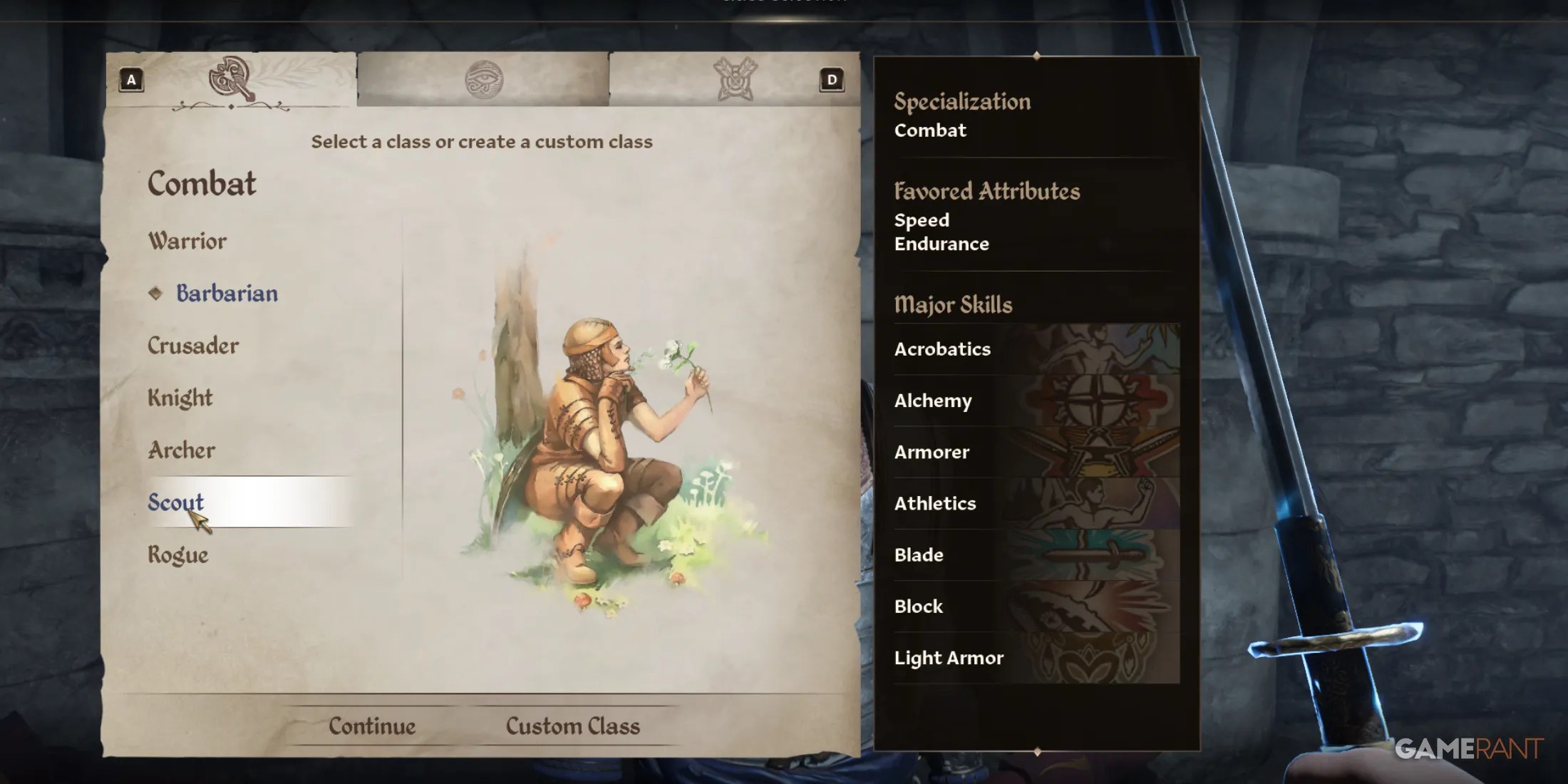Scout is one of the best beginner class options in Oblivion Remastered, combining speed, alchemy, and mobility for early-game survival