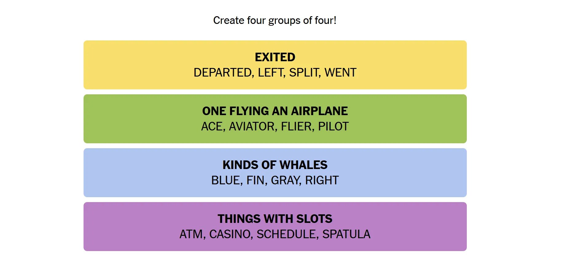 The correct answers for March 28th&rsquo;s Connections game.
